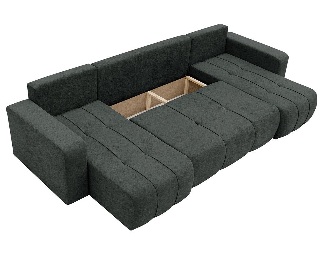 Canapé panoramique 7 places En U en Tissu Gris Anthracite - NICOLE - Best Mobilier - 4