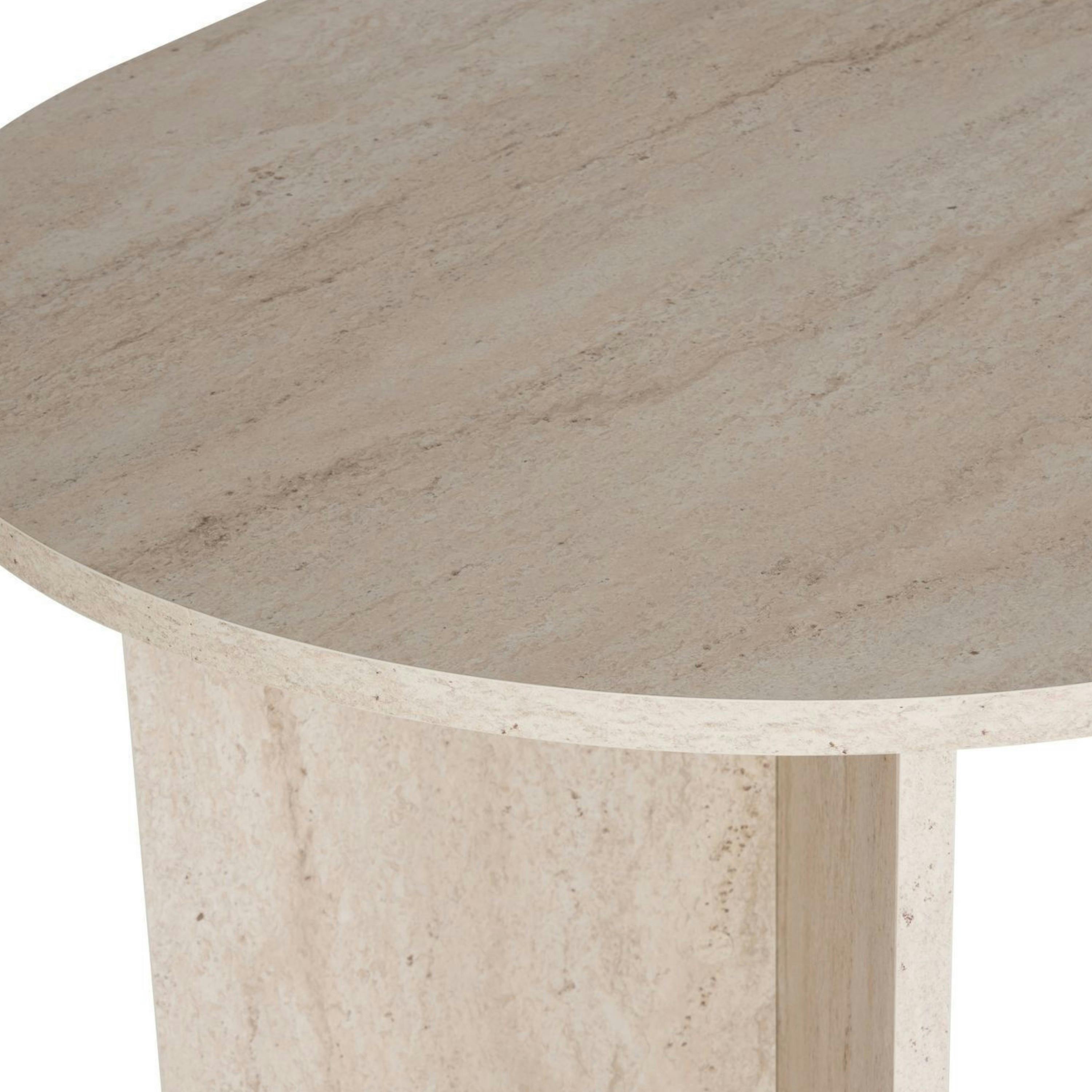 Table à manger moderne effet travertin pieds en V 180 cm MARFA - 7