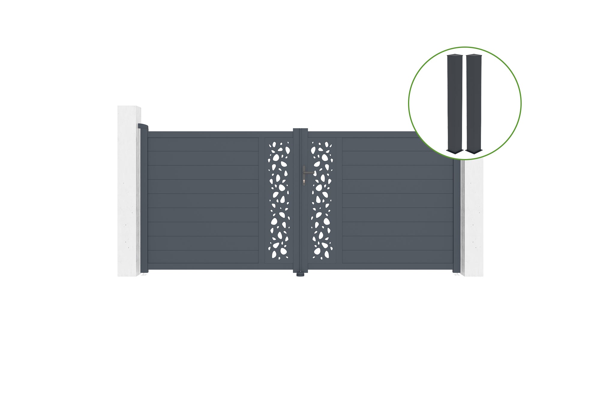 Brama skrzydłowa 3,5m SUNNY wys. 160cm aluminium szare + 2 słupki 20x20cm wys. 1