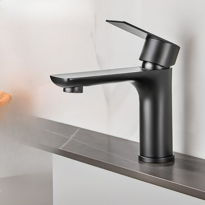 Bateria łazienkowa ze stali nierdzewnej, bateria jednouchwytowa, bateria umywalkowa nablatowa, rura wlotowa 80 cm, czarna