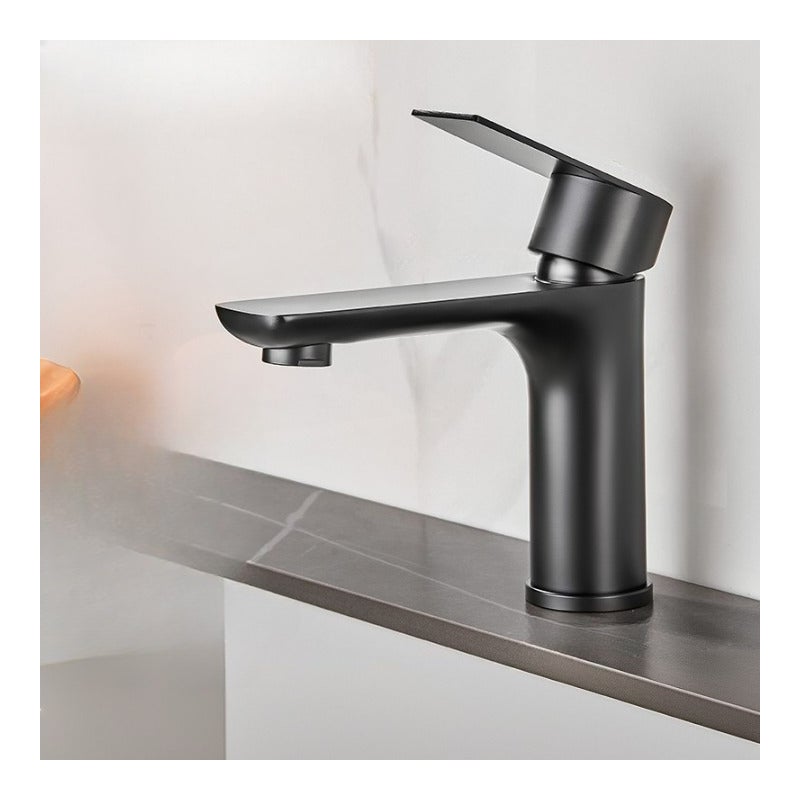 Bateria łazienkowa ze stali nierdzewnej, bateria jednouchwytowa, bateria umywalkowa nablatowa, rura wlotowa 80 cm, czarna