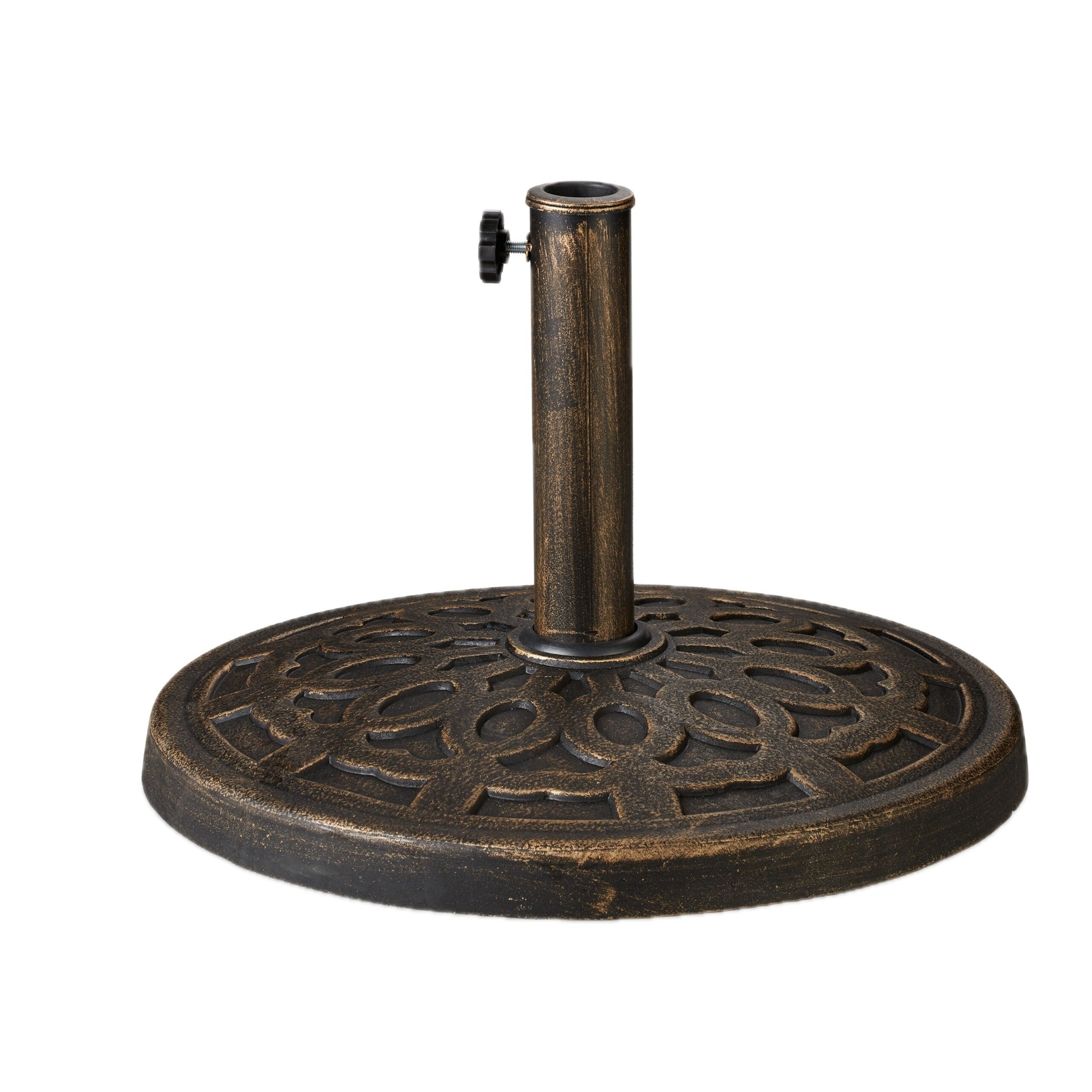 Support à parasol, pour des barres de 38-50 mm résistant aux intempéries, Ø49,5cm, jardin, aspect fonte, brun, Relaxdays - 8