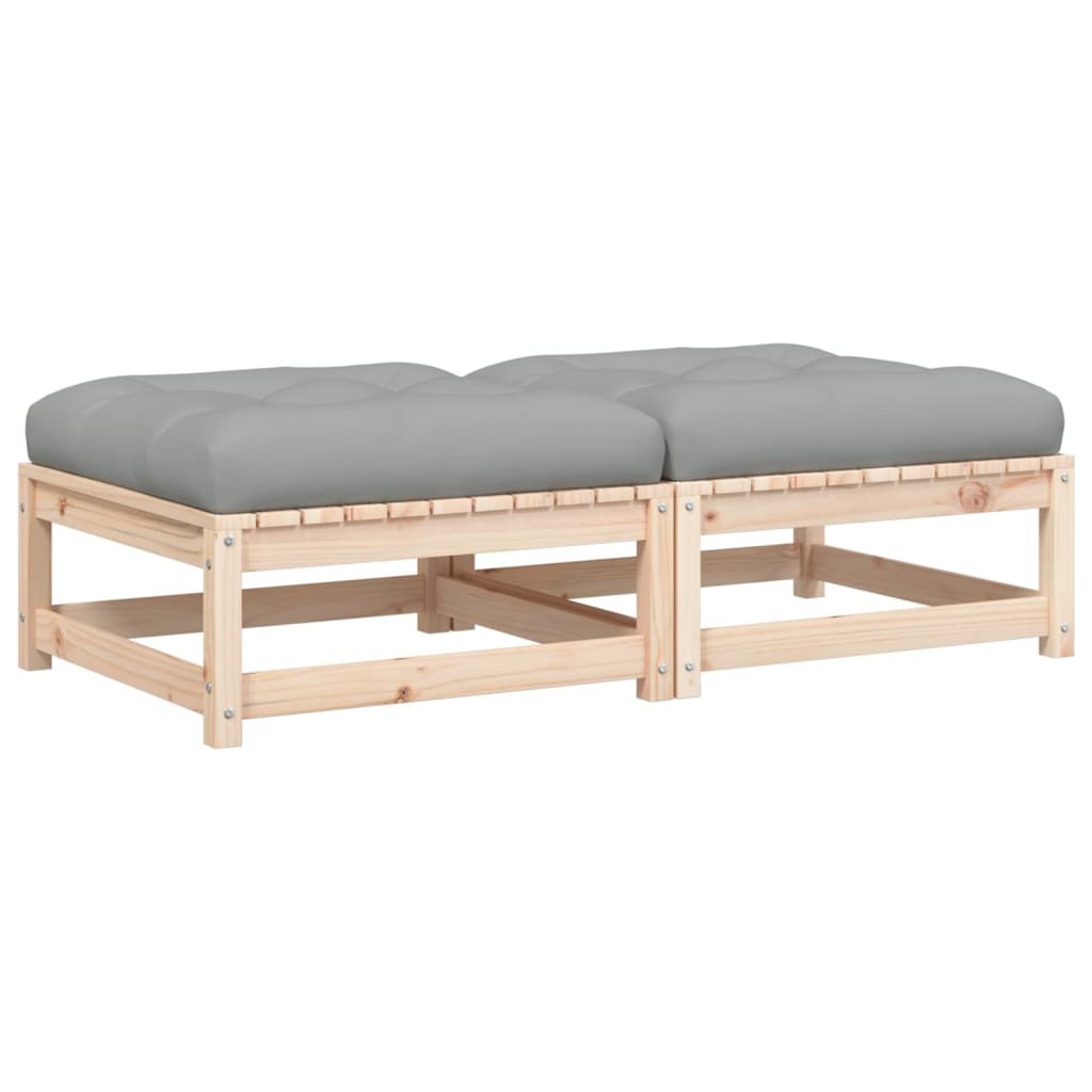 2 piezas taburetes de jardín | otomana de jardín | reposapiés de jardín con cojines madera maciza de pino cfw87271
