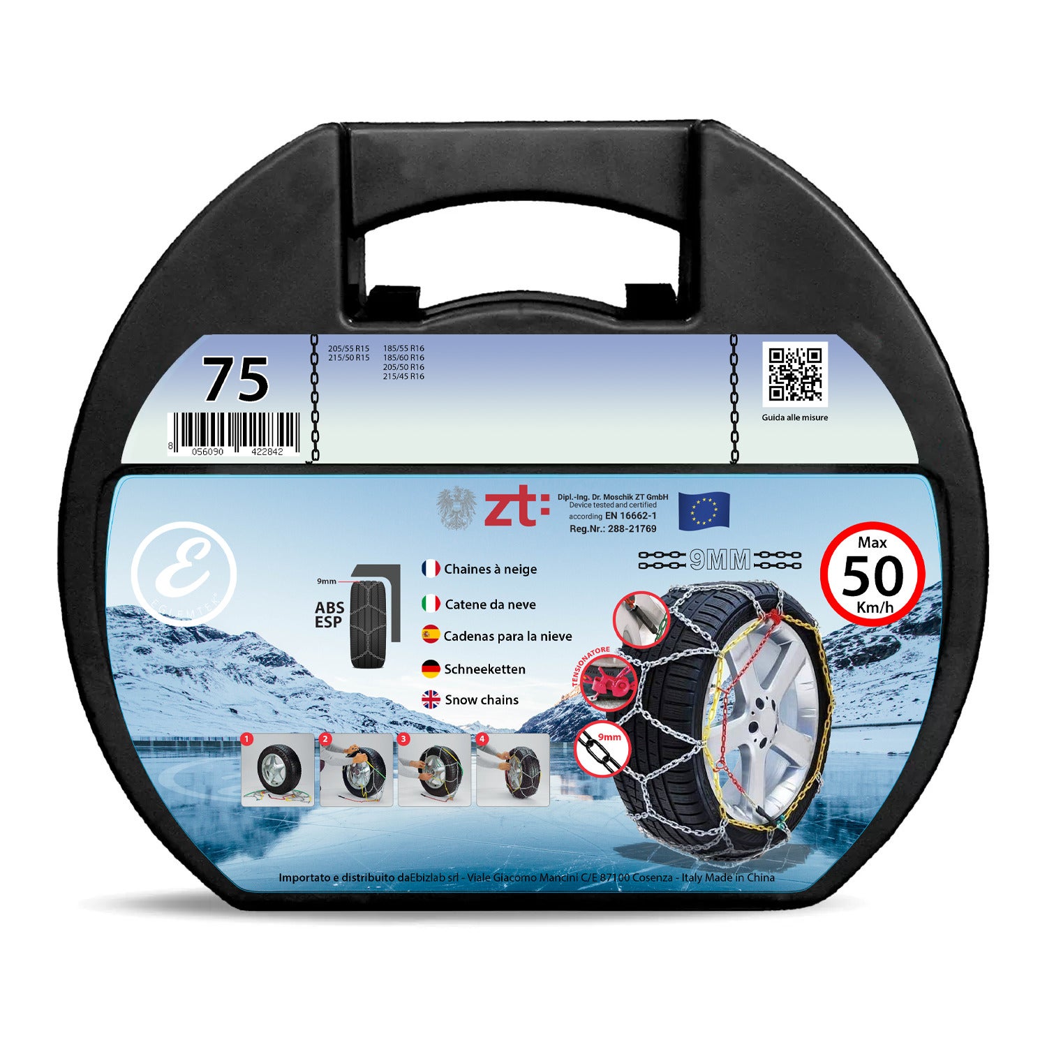 Catene Da Neve Omologate Ö-Norm 9mm Per Gomme 205/65 R16 - Foto 2