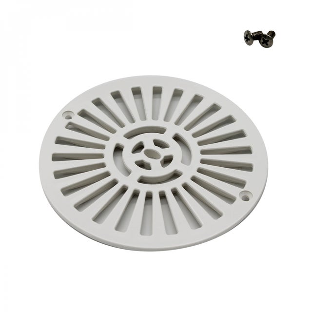 Grille bonde de fond ronde avec vis pour piscine béton - Diam 17,5 cm - Blanc - Astral