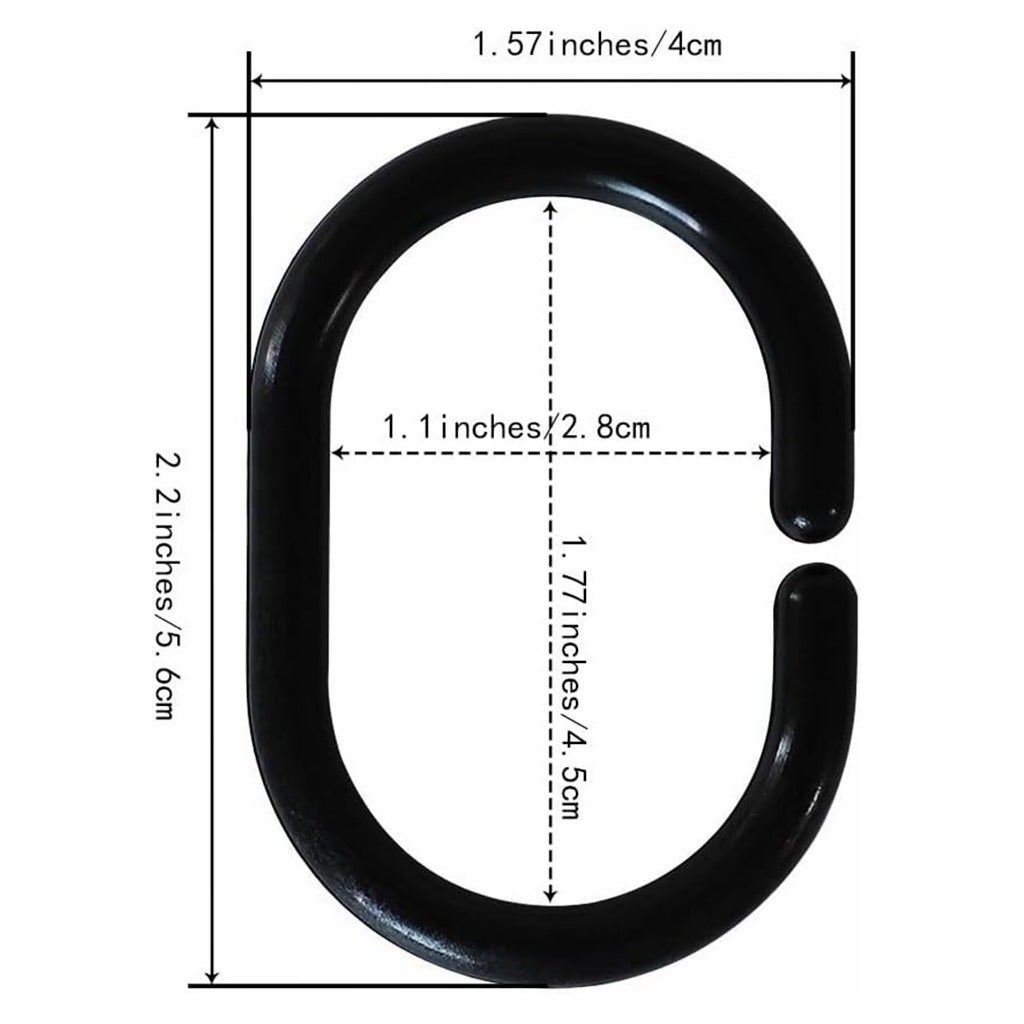 SZCXDKJ Lot de 12 anneaux coulissants en plastique pour rideau de douche Noir