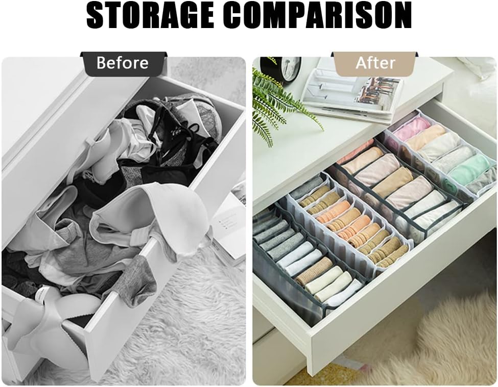 Organisateur de tiroir pliable 2 pièces (blanc), tiroirs pour ranger chaussettes, sous-vêtements, vêtements de bébé, cravates - 4