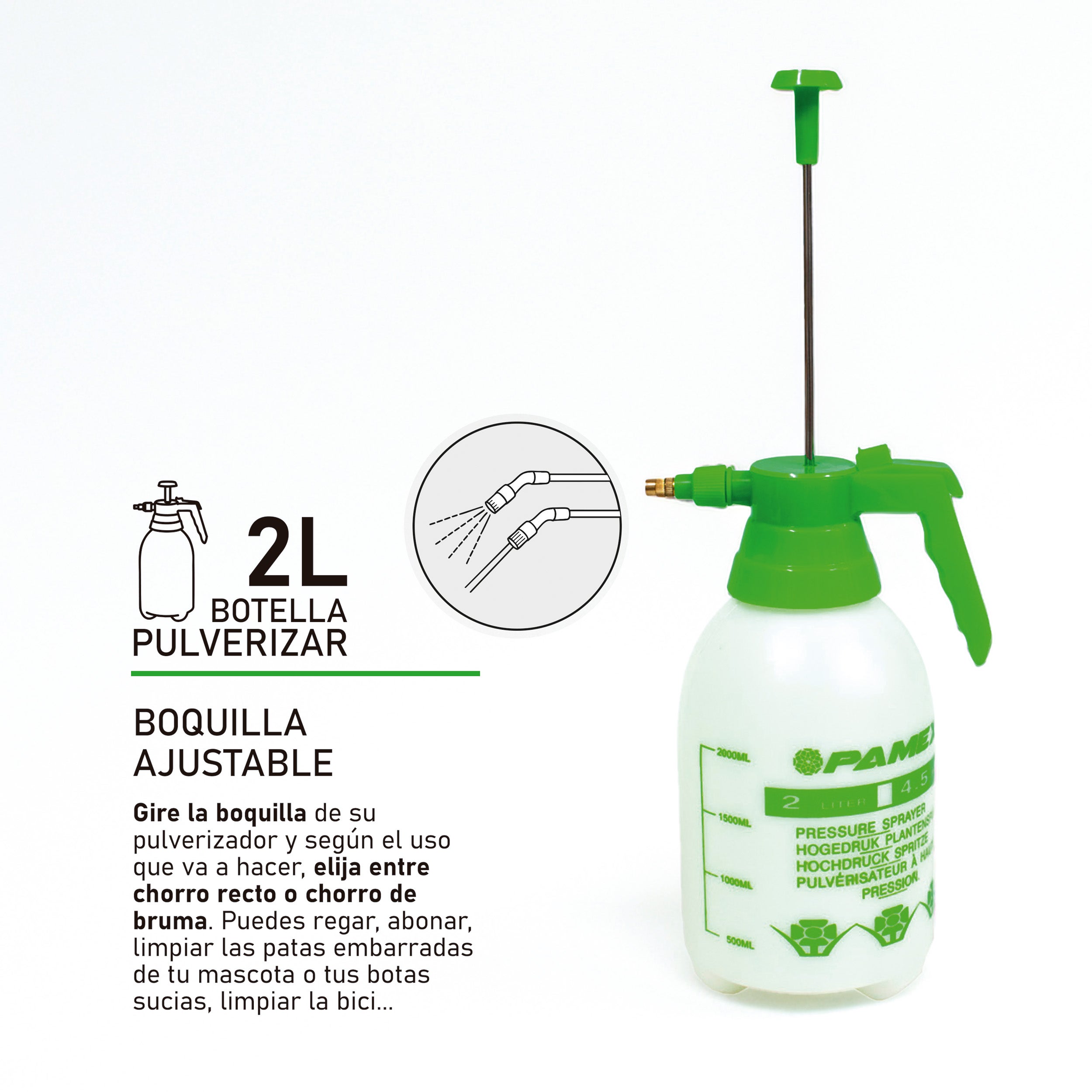 Flacon pulvérisateur PAMEX 2L avec pompe à pression/pompe à brouillard - 2
