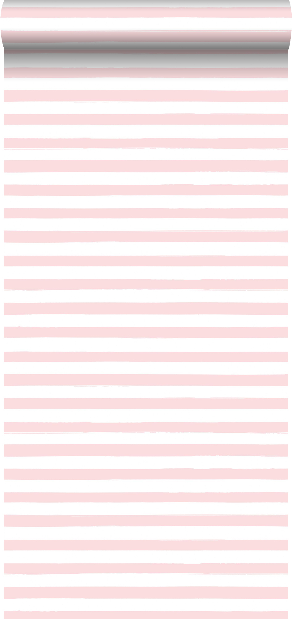 Papel pintado rayas pintadas rosa claro y blanco - 0,53 x 10,05 m - estahome