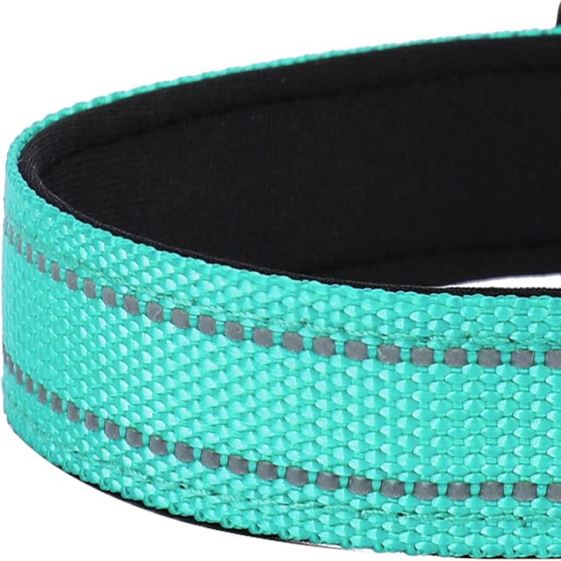 2 peças refletivo coleira para cão, ajustável macio acolchoamento de neoprene coleiras de nylon para animais com fivela para filhote e cães - 5