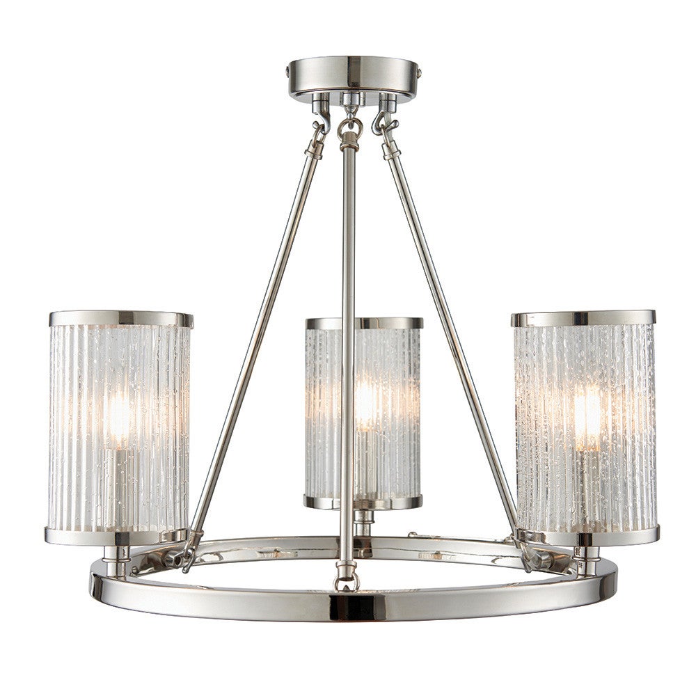 Lampa wisząca żebrowane bąbelkowe klosze EASTON niklowana 3xE14x15W metal wym:40x48x48cm IP20 Endon