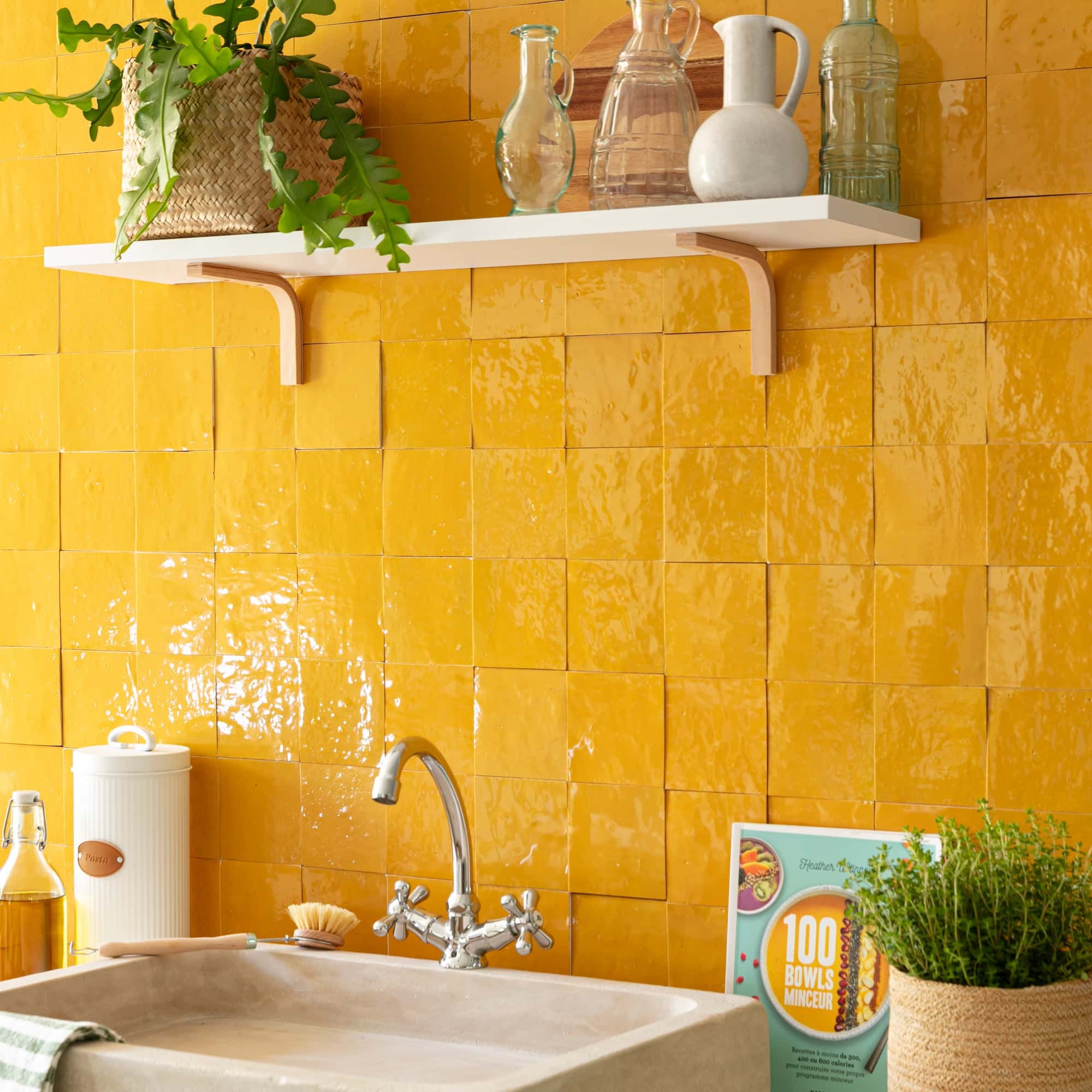 Carrelage Zellige Marocain Jaune Moutarde 10x10 cm (vendu par 0,5 m²) - RO'MA NATURE - 2