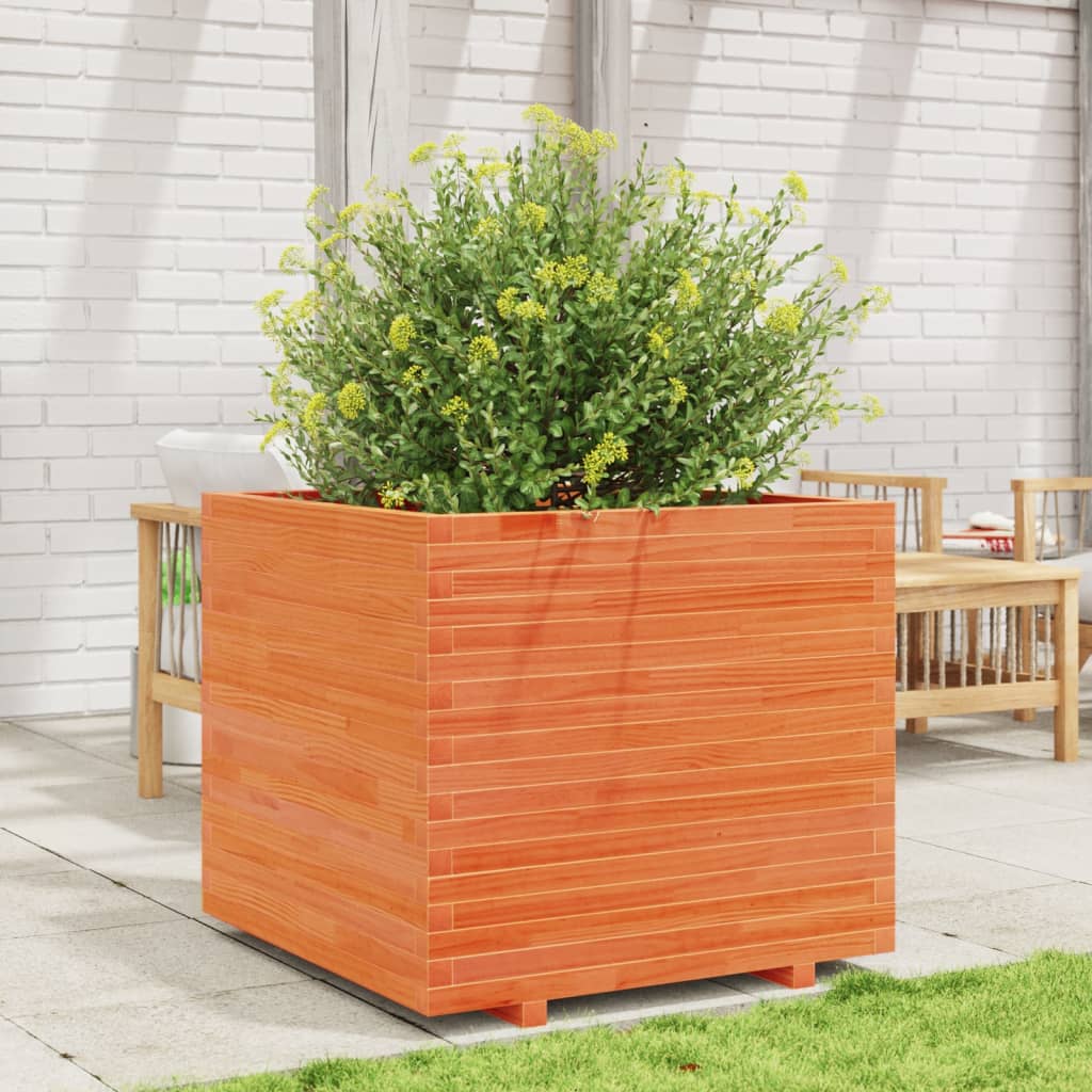 Maison Exclusive - Jardinière cire marron 80x80x72 cm bois de pin massif - 3