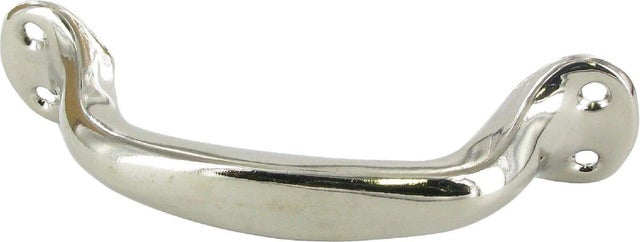 Poignée à pattes à visser en acier chromé L.128mm, H.29mm, P.38mm, entraxe 109mm, 1 pièce avec visserie.