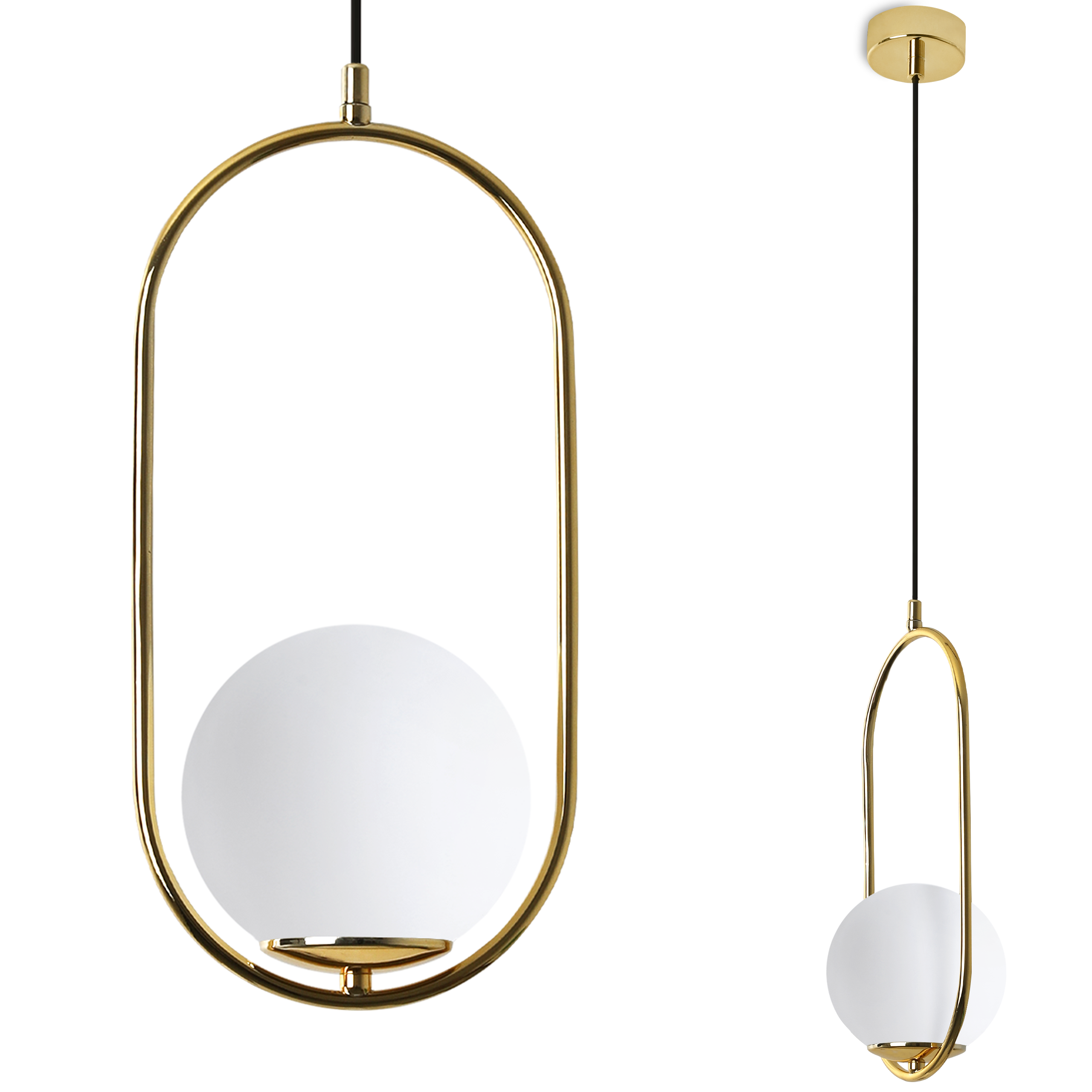 Lampa sufitowa wisząca Luna modern złota 1xE14 klosz kula biała Light Home LH