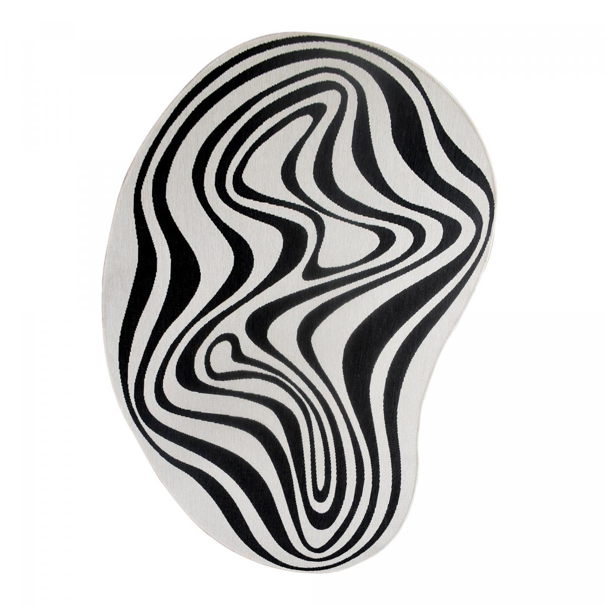 Tapis rond d'extérieur, kilim reversible 120x170 LYN2 W REVERSIBLE noir et blanc - 7