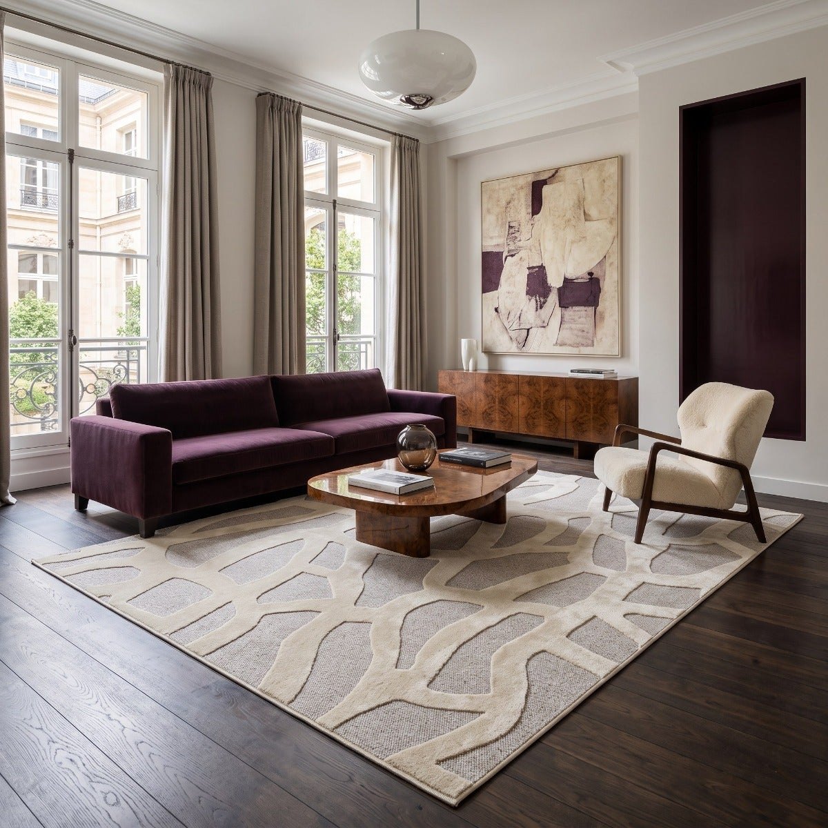 Tapis relief graphique beige 160x230 | Leroy Merlin