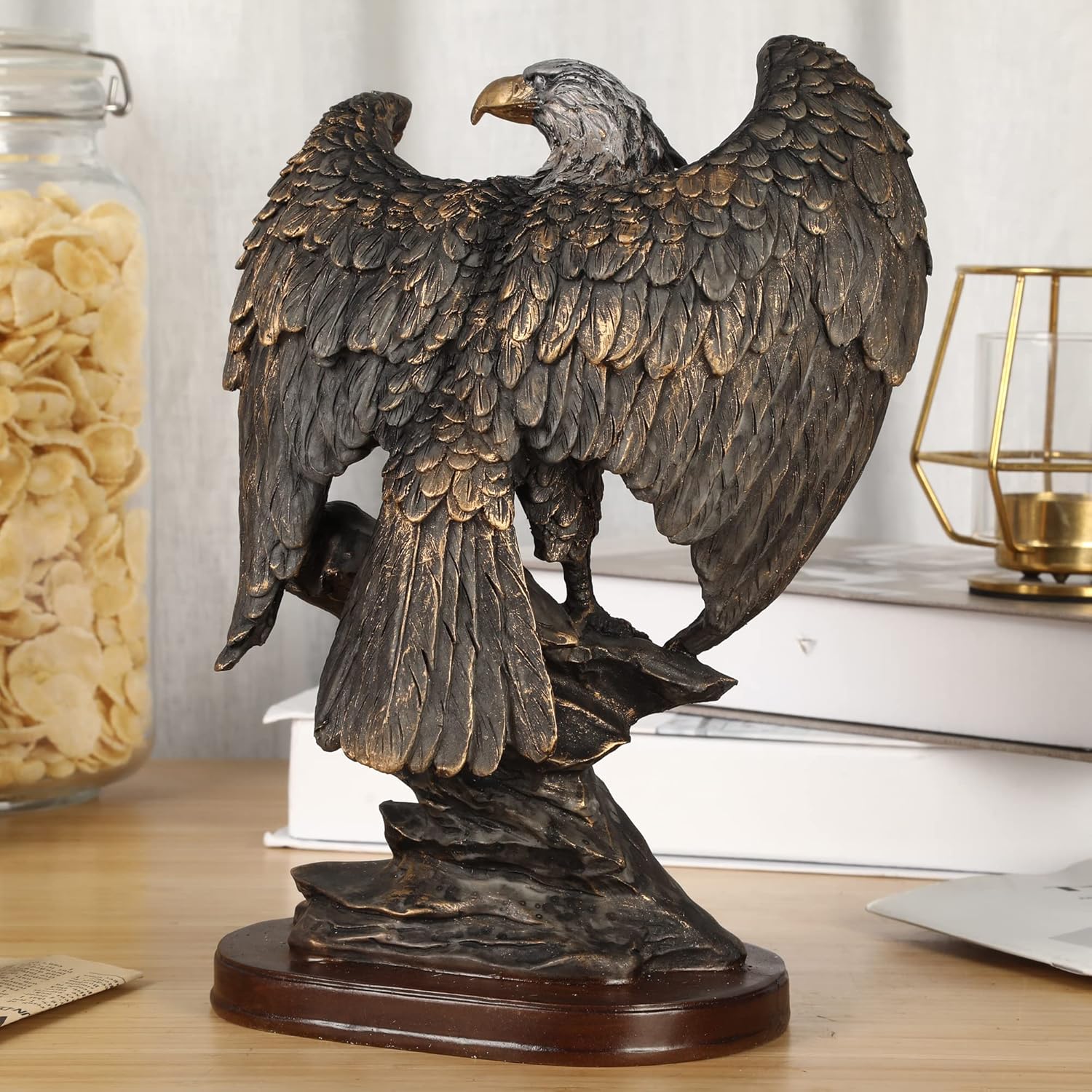 26cm H Statue d'aigle Patriotique,Sculptures en résine de grès pour Hommes,Figurines d'aigles Oiseaux Sauvages,Statue d'art Abstrait Figurines à - 5
