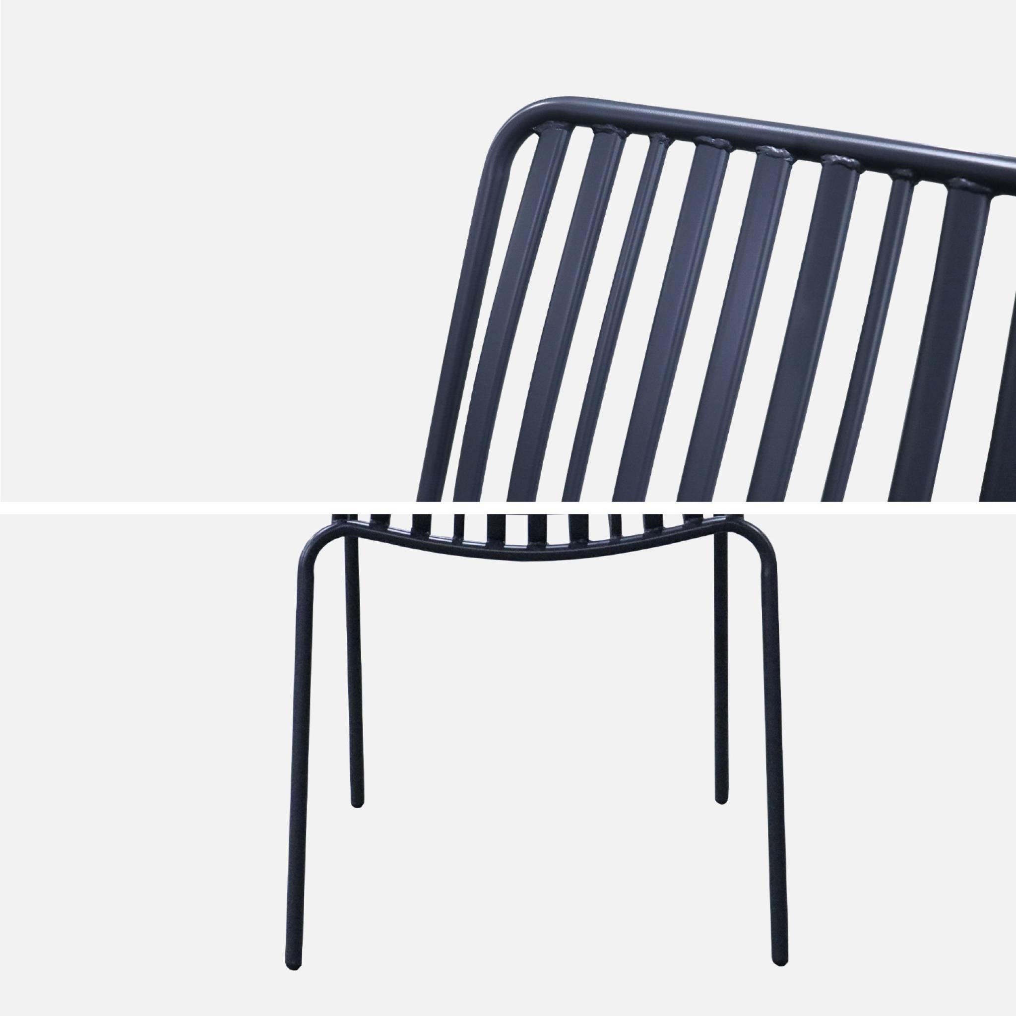 Lot de 2 fauteuils de jardin FLORIDA anthracite empilable en acier. L 59 x P 53.5 x H 78 cm FLORIDA - 8