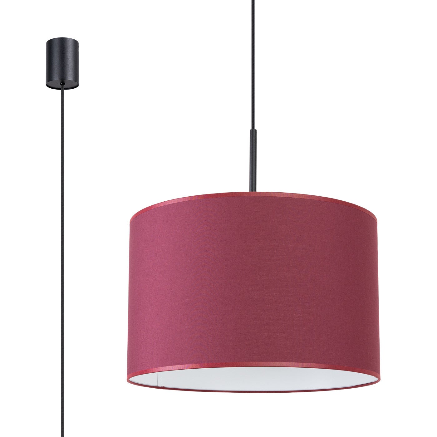 Lampa sufitowa z abażurem NEVIA burgondowo-czarna 1xE27x40W tkanina wym:137x40x40cm IP20 Sollux Lighting