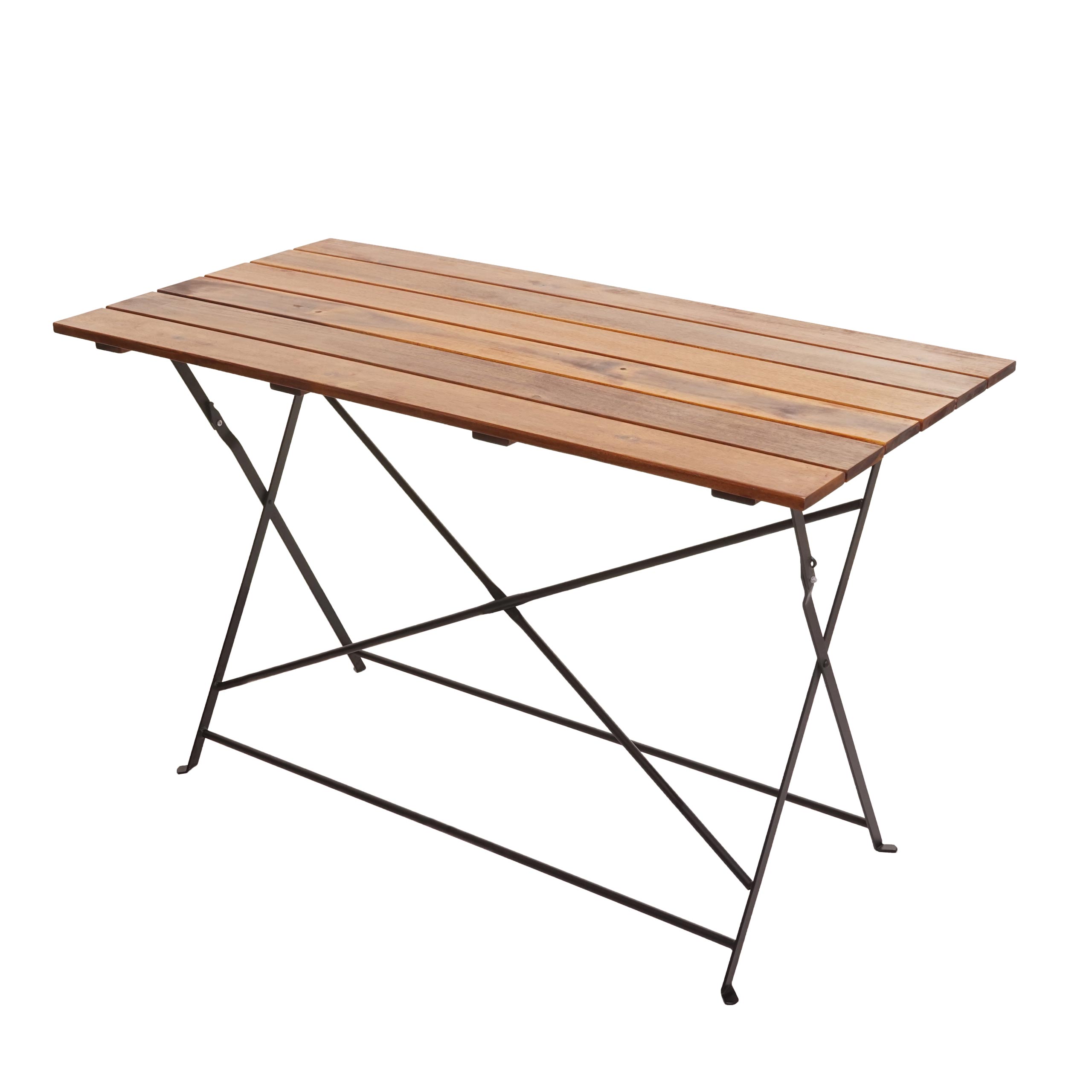 Stół ogrodowy do piwa HWC-J40, składany stół ogrodowy, jakość gastronomiczna akacja z certyfikatem MVG 120x60cm ~ brązowy