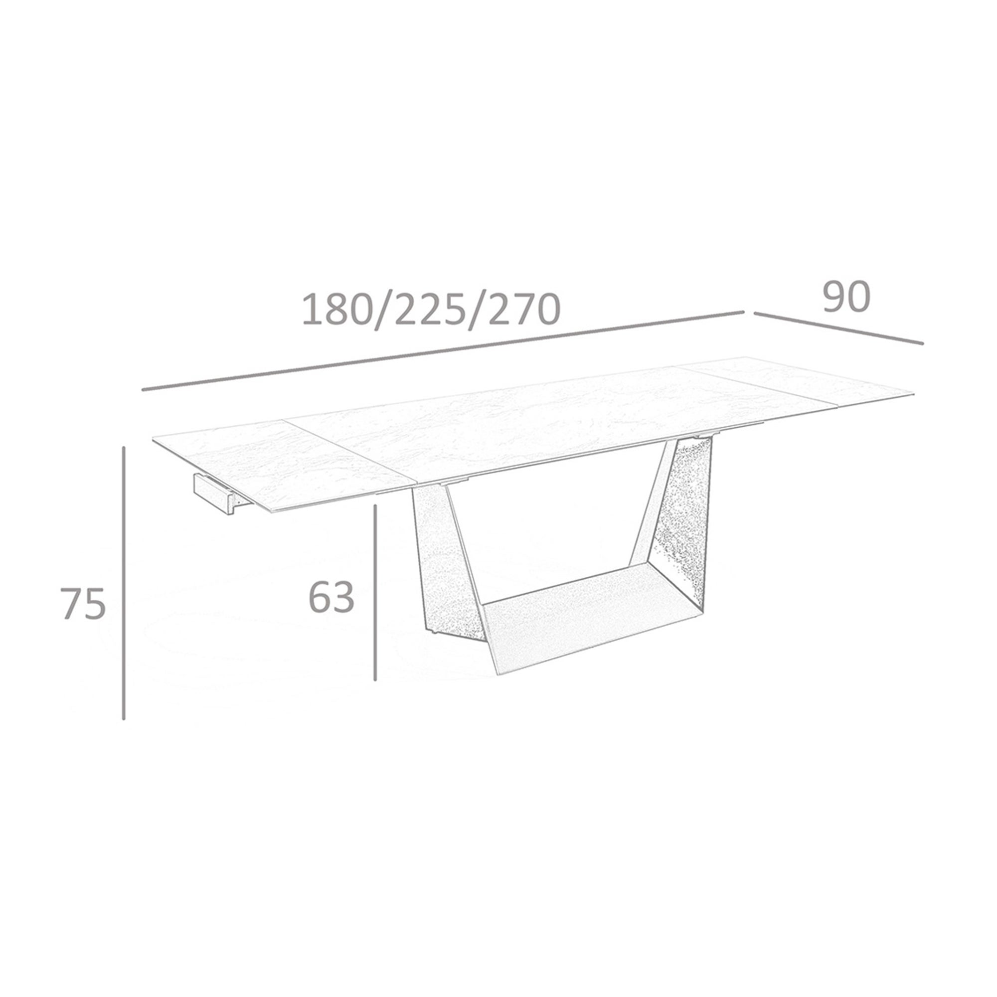 Mesa comedor extensible rectangular mármol porcelánico y acero negro 180 x 90 x 75 cm - 7