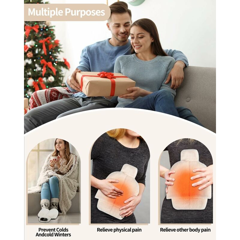 Chauffe Pied,2L Bouillotte Pieds non électrique avec Housse en Peluche Semelle Antidérapante Durable,Chaufferette Pieds Reutilisable - 5