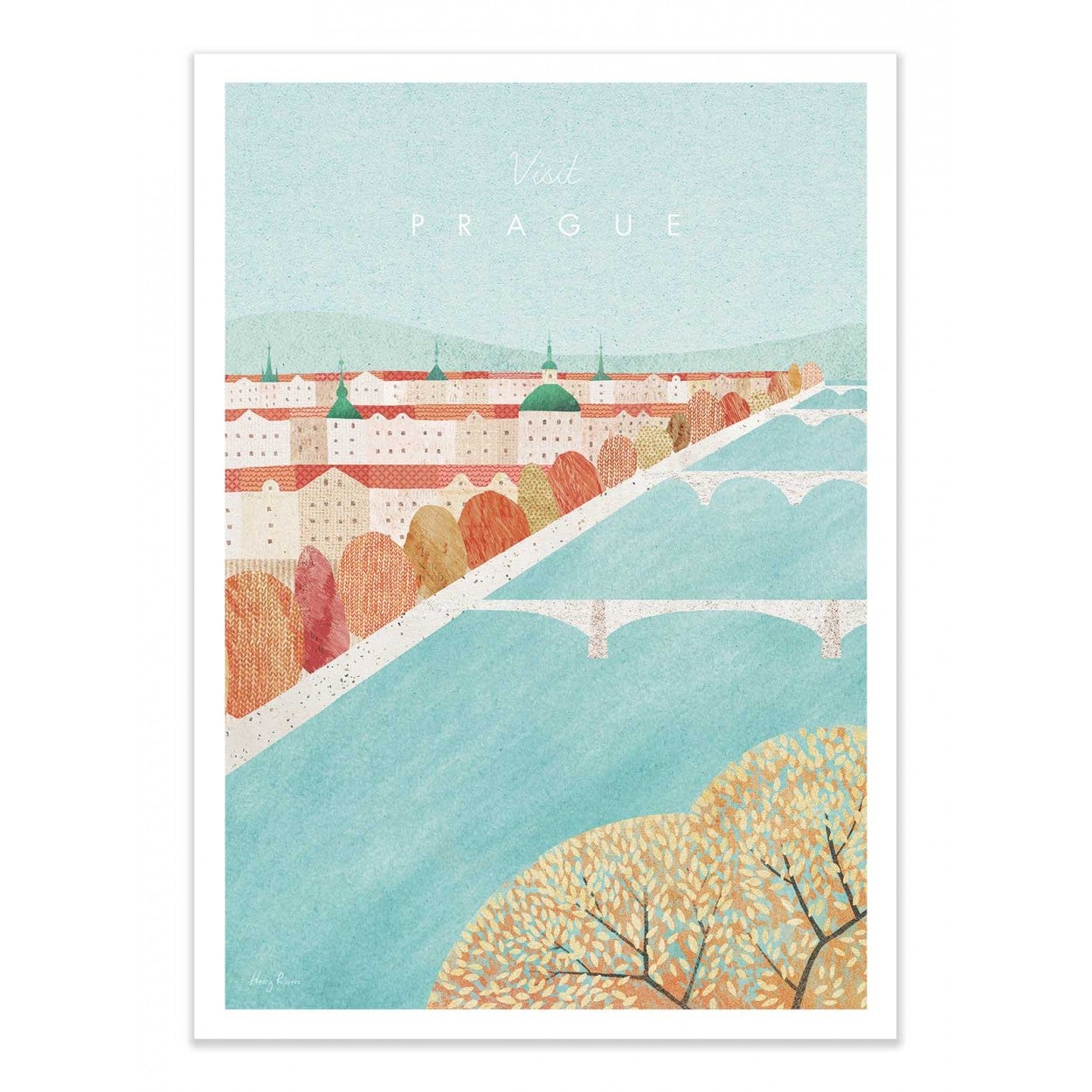 Affiche d’art 50 x 70 cm - visit prague - henry rivers