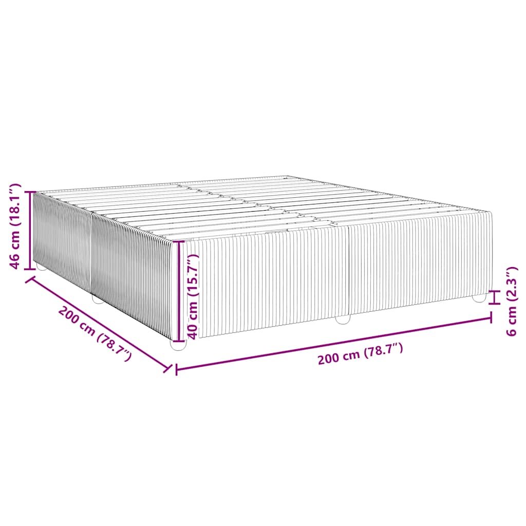 Cadre de lit sans matelas noir 200 x 200 cm tissu - 9