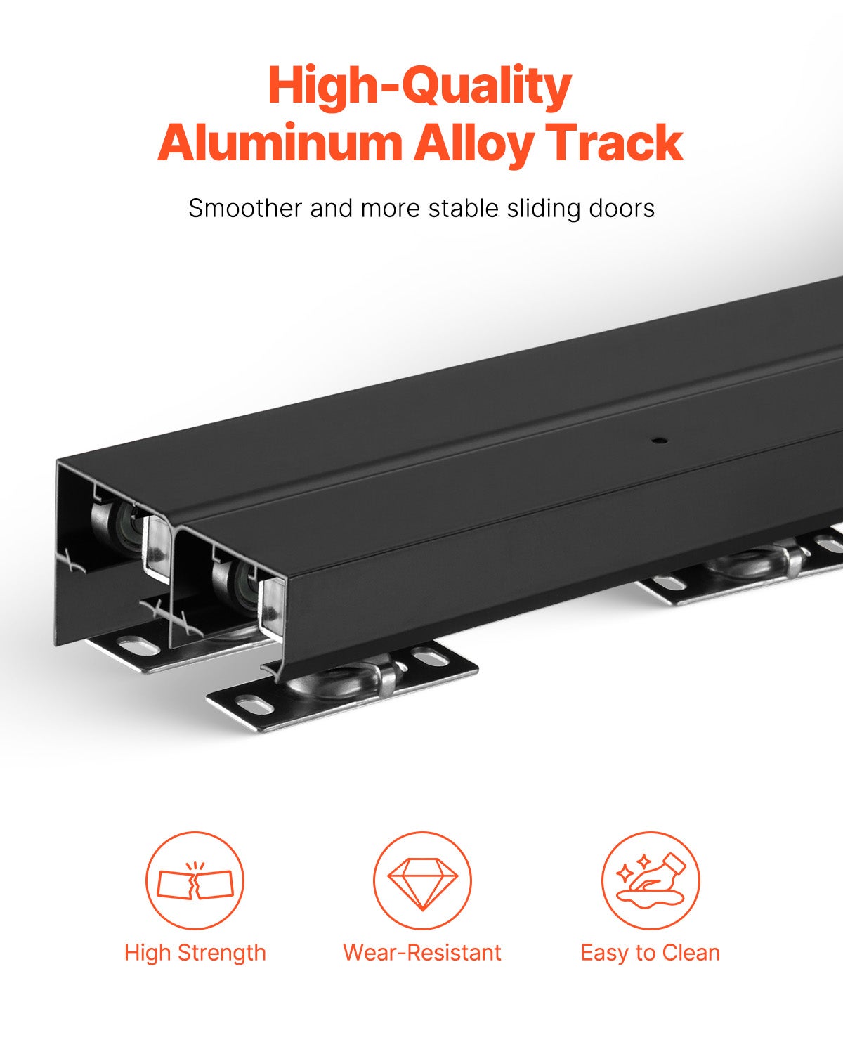 Kit Herrajes para Puerta Corredera 1219 mm,VEVOR Kit Rail en Aleación Aluminio con Manijas de Dedo,Sistema de 2 Puertas,para Grosor Puerta 35-45 mm - 3