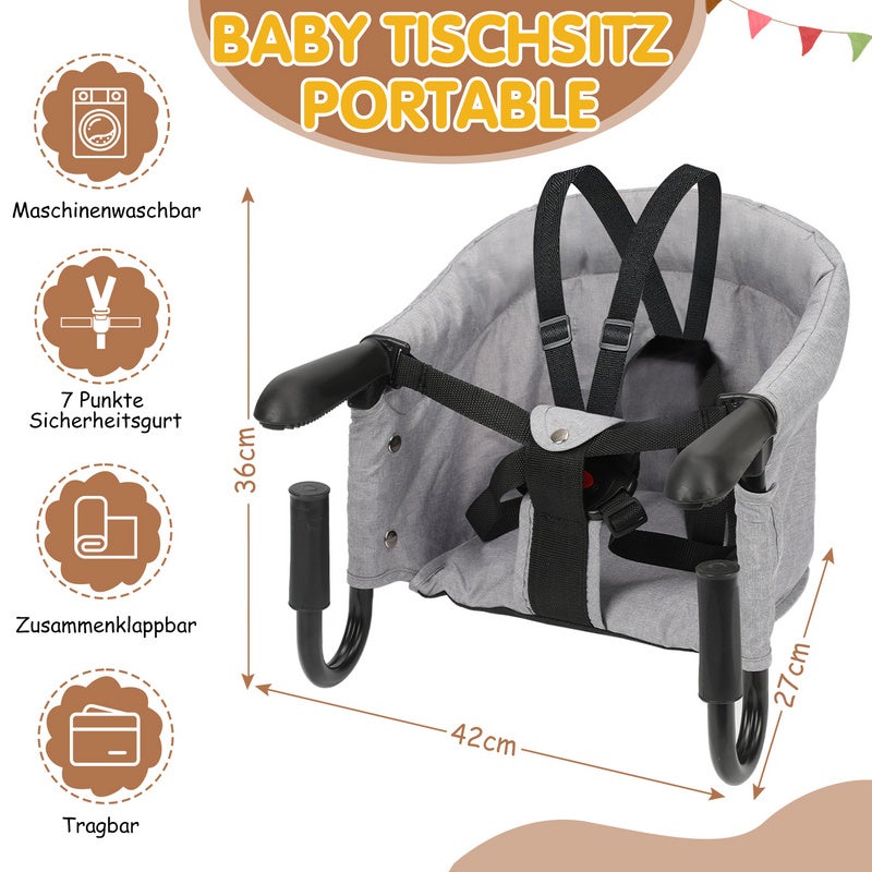 Siège de table bébé 6-36 mois Rehausseur de siège Chaise bébé Siège bébé pliable Booster pour tables de 2-8cm d'épaisseur - 7