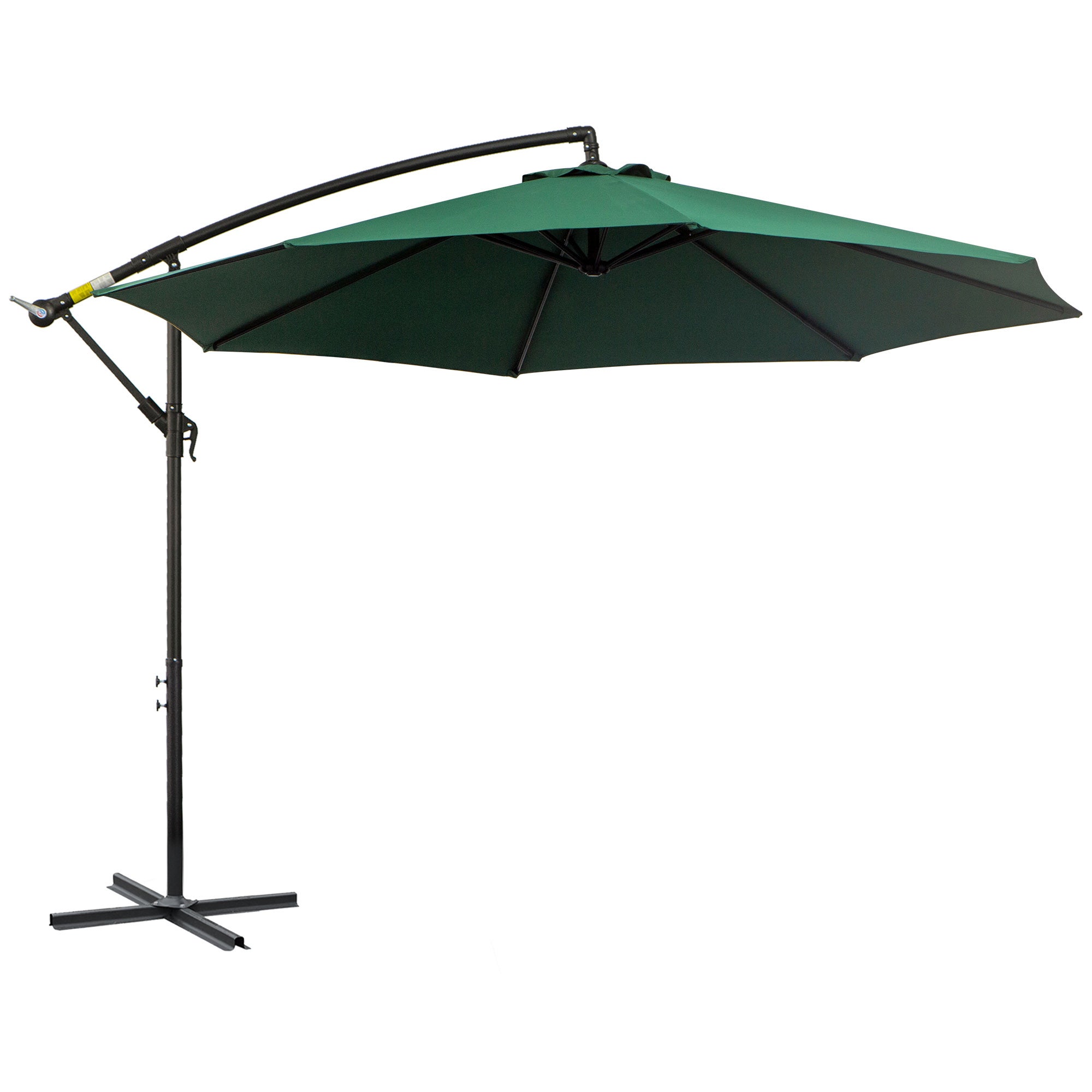 Sonnewelt Parasol Déporté En Aluminium | Parasol De Jardin Exterieur | Parasol De Jardin En Aluminium Anti-UV | Parasol à Manivelle Avec Pied Imperméable, Vert, 300cm Avec LED Solaire