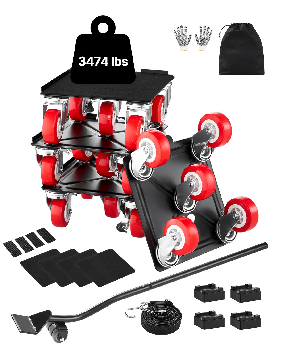 Wózek transportowy do mebli Wózek meblowy Rolki z 5 kółkami 175x160x70mm VEVOR