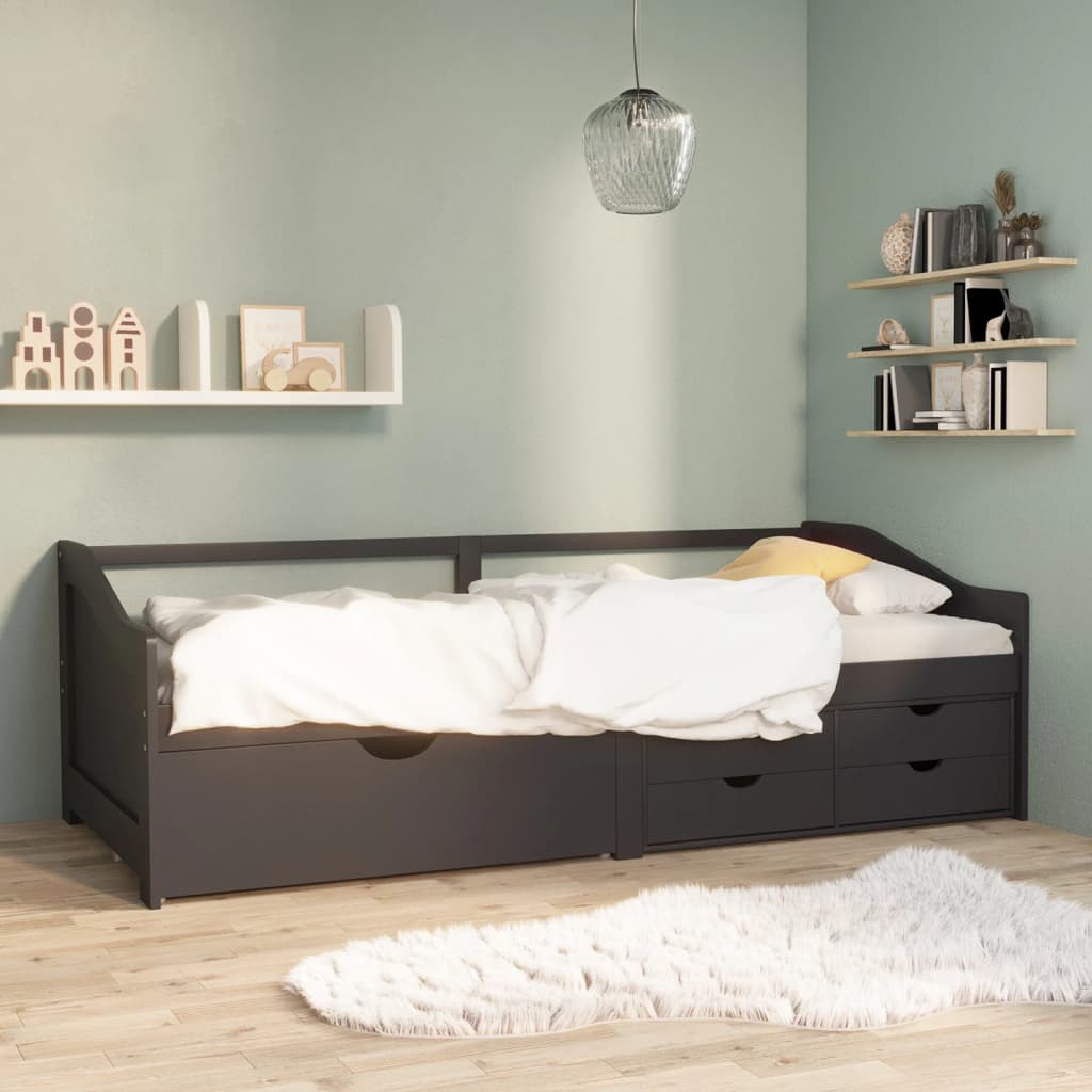 Maison exclusive - sofá cama 3 plazas cajones madera maciza pino gris 90x200 cm