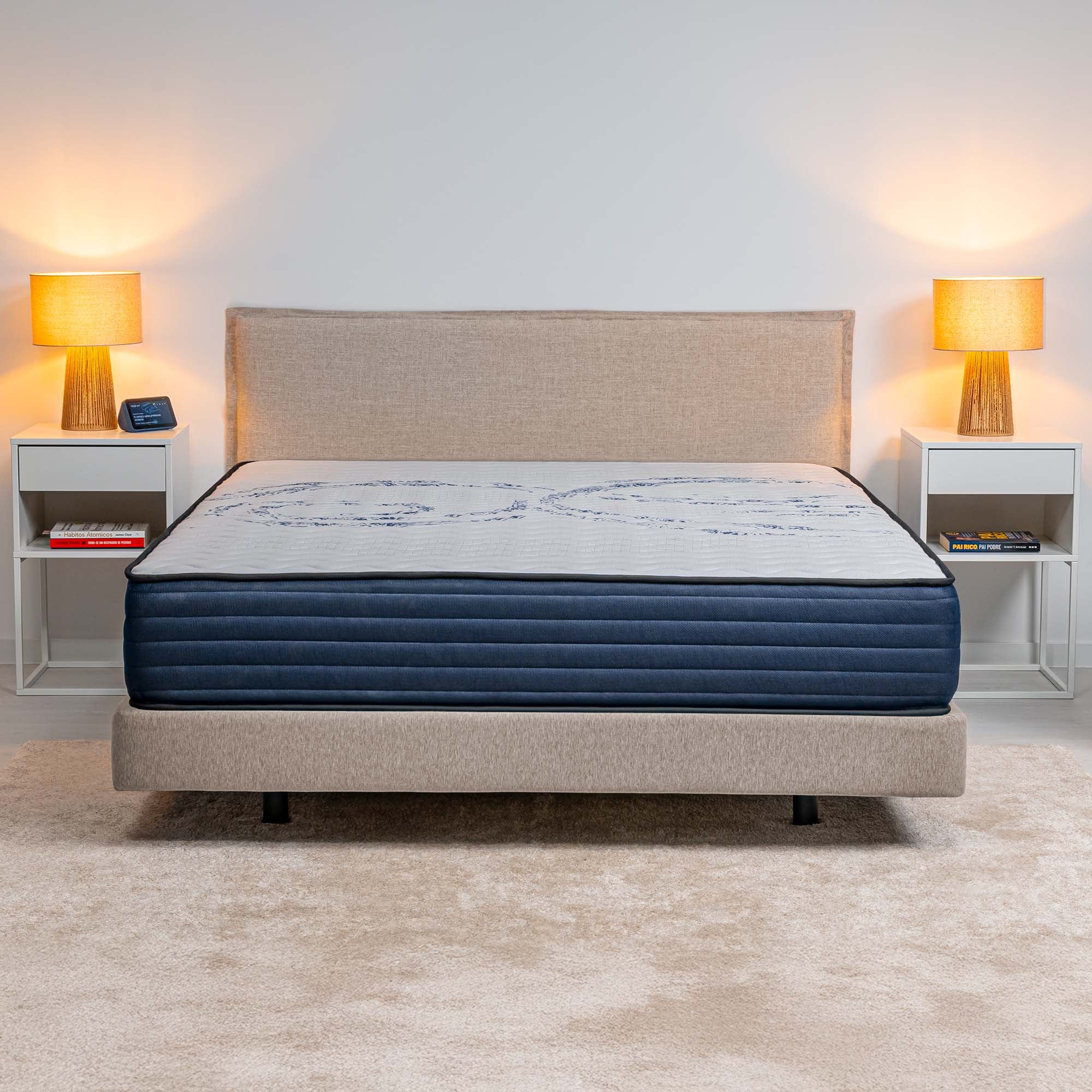 Matelas 140x200cm Mousse Mémoire Forme Et Ressorts - Soutien 7 Zones, Fermeté Moyenne H3, 25cm D'Épaisseur