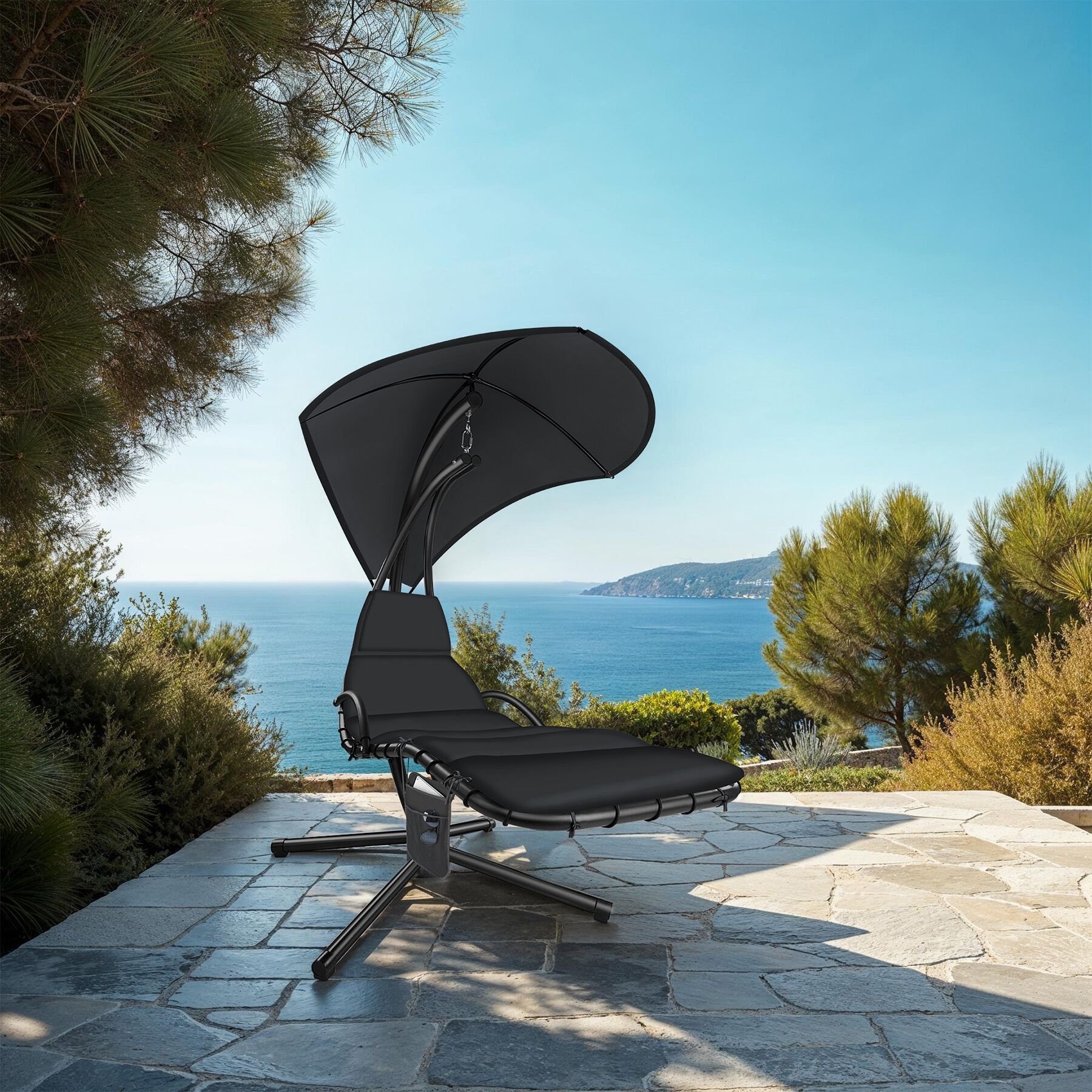 Fauteuil suspendu Elaria avec pare-soleil et poche latérale pare-soleil avec protection UV TECTAKE - 2