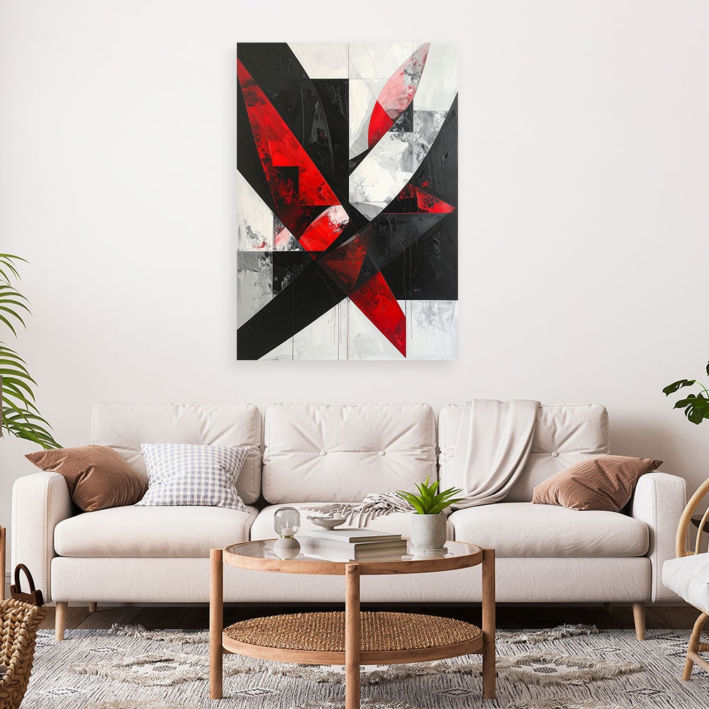 Obraz do salonu biura kuchni, Abstrakcja Geometryczna Czerwony 60x90 - 2