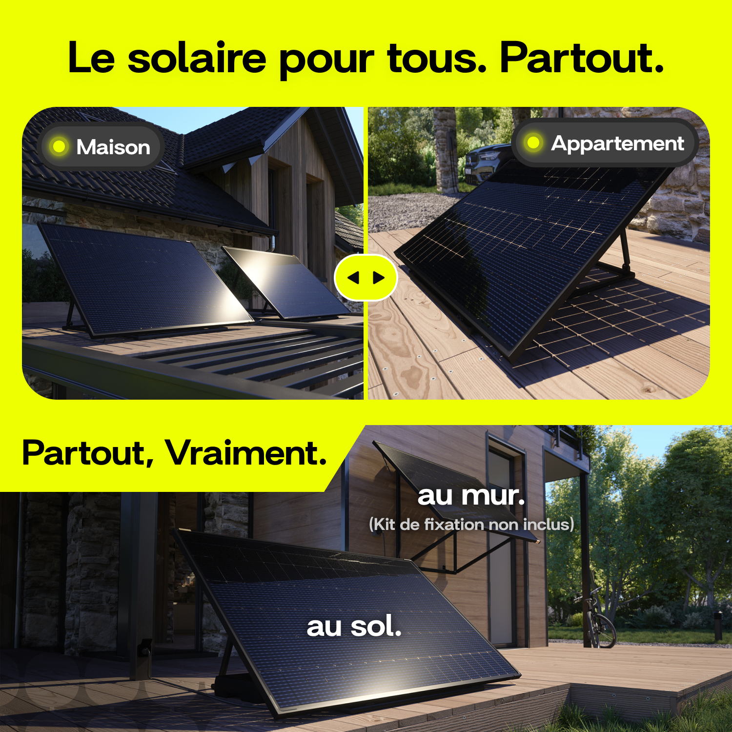 Sunology PLAY2 - Panneau solaire complet 460W bifacial – Station solaire livrée totalement assemblée – Installation au sol ou au mur - 3