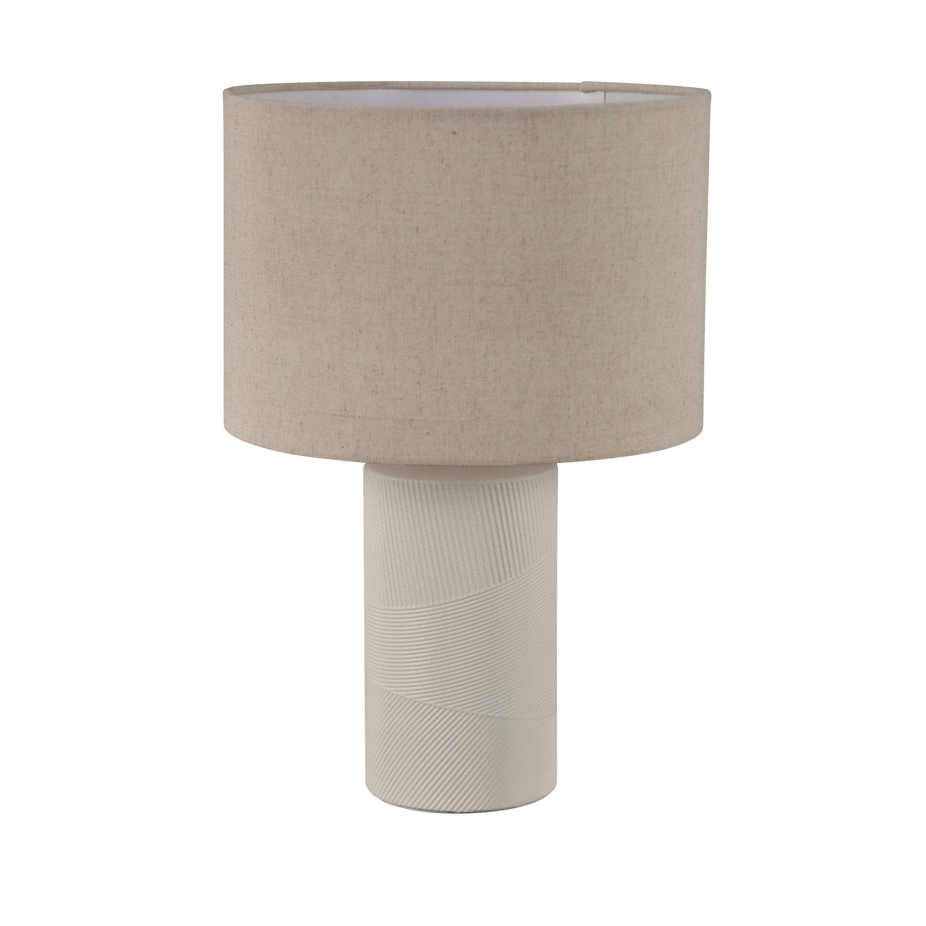 Candeeiro de mesa em cerâmica e abajur em linho bege LANZOMA - 1 x E27 - A. 43 cm - INSPIRE - 3