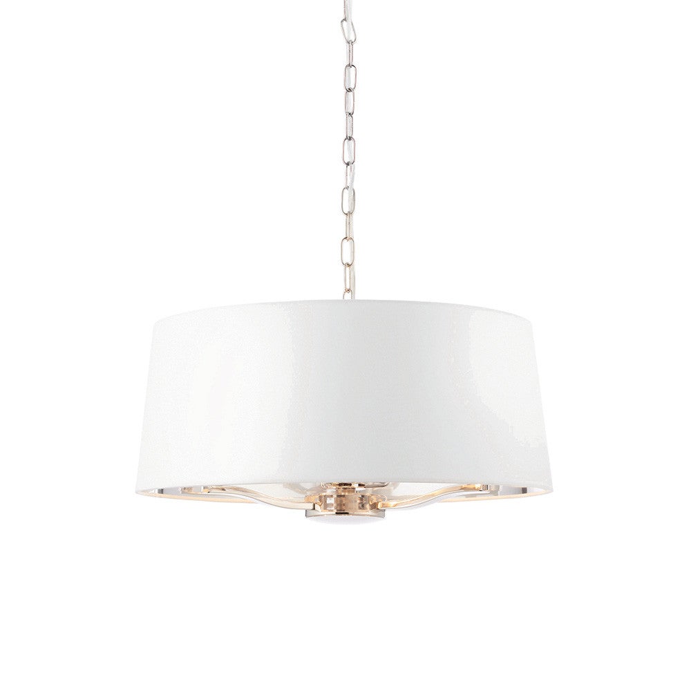 Lampa sufitowa biały abażur HARVEY niklowana biała 3xE14x15W metal wym:150x50x50cm IP20 Endon