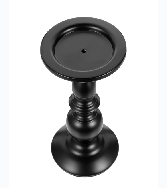 Bougeoir En Fer Noir Sur Piédestal – Plateau Plat 11,5 Cm – Déco Maison