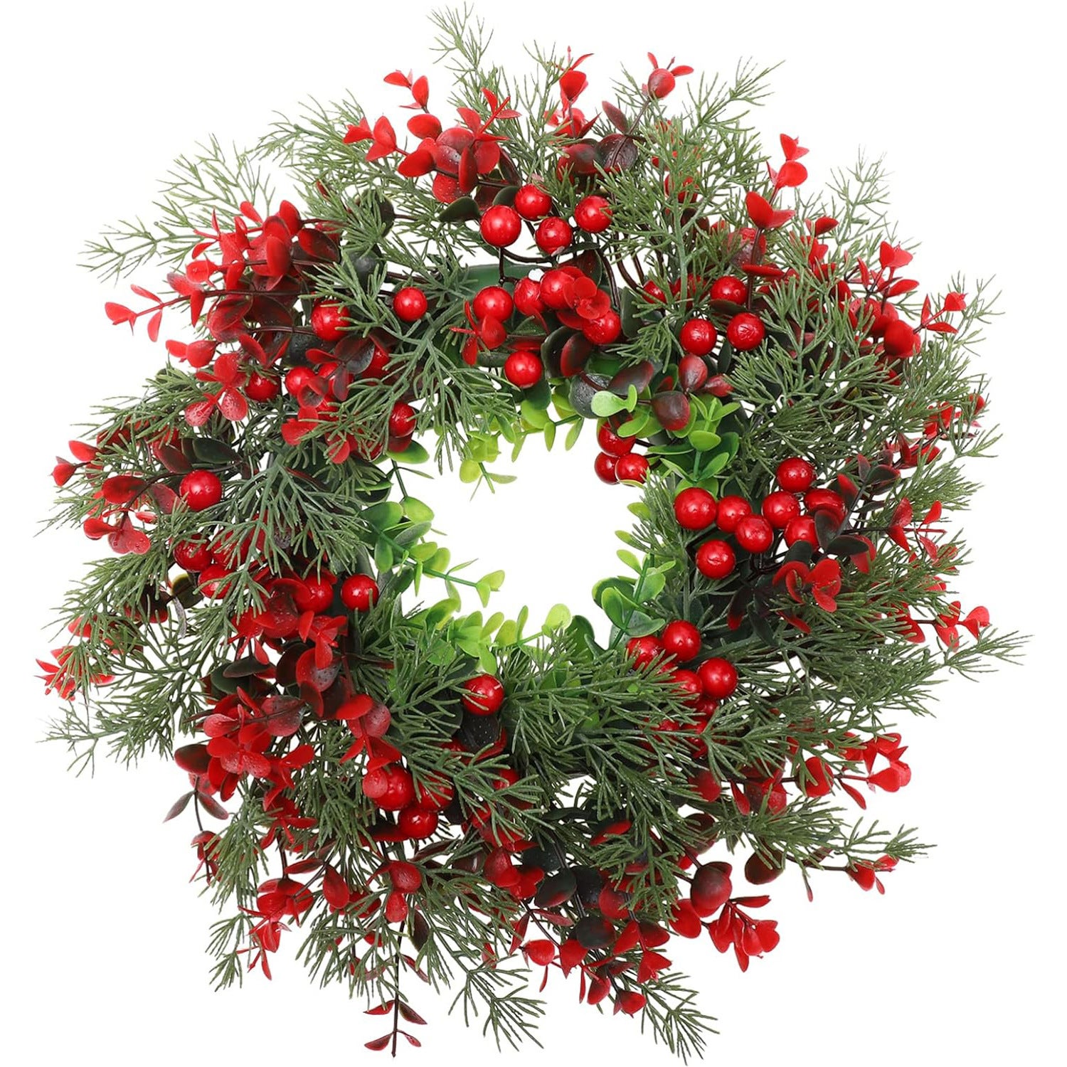 Homestreet Plettro Glitterato Natalizio Con Foglie E Bacche Rosse - Stelo 29 Cm - 4