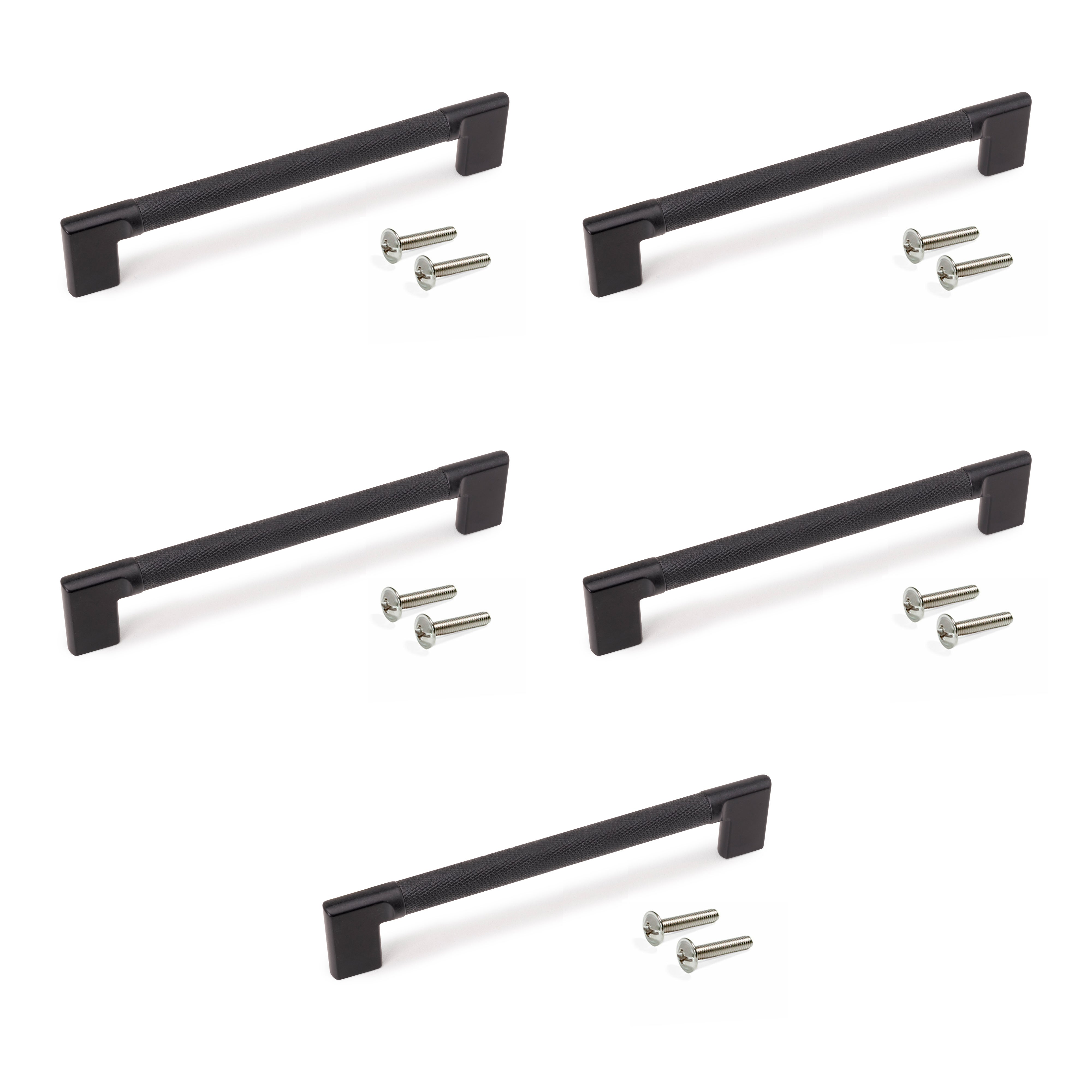 Emuca Pakiet 5 uchwytów meblowych Sofia, L221mm, Rozstaw 192mm, Aluminium, Malowane na czarno