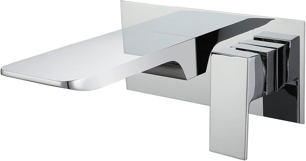 Bateria łazienkowa, mosiężna bateria wannowa typu wodospad, bateria ścienna z mieszaczem (srebrna)