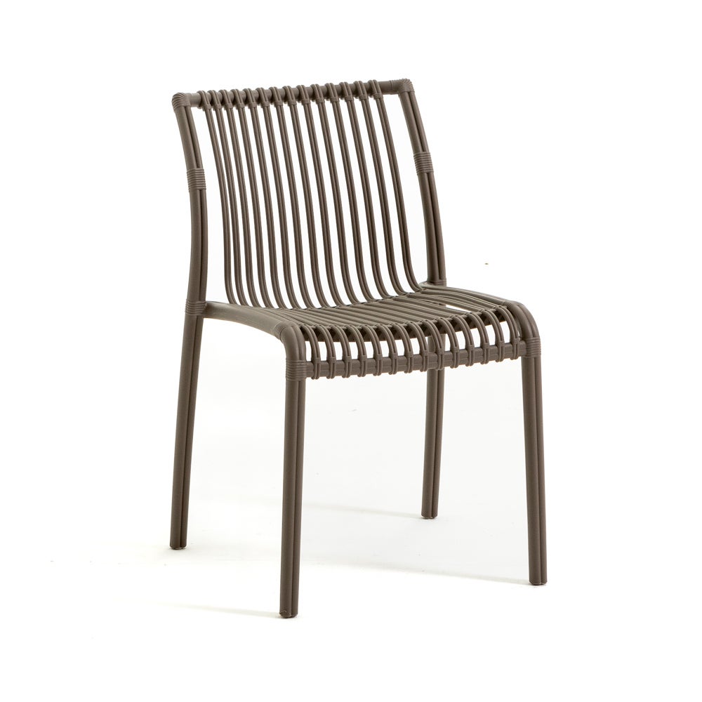 Lot de 4 Chaise de jardin sans coussin Olimpia en Polypropylène Marron - 3