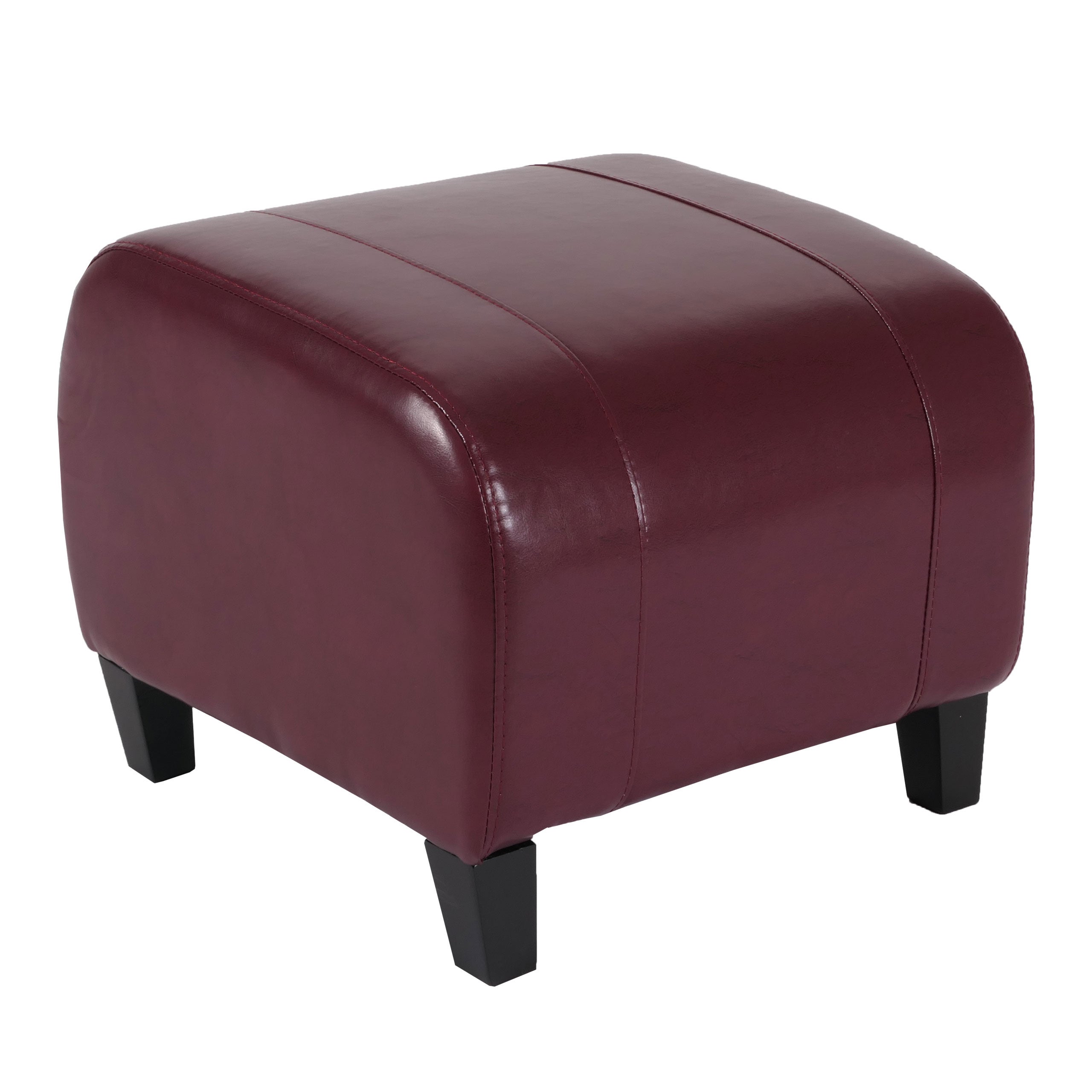 Stołek Cube siedzisko Stołek Emmen, skóra + imitacja skóry, 37x45x47 cm certyfikat MVG ~ czerwony