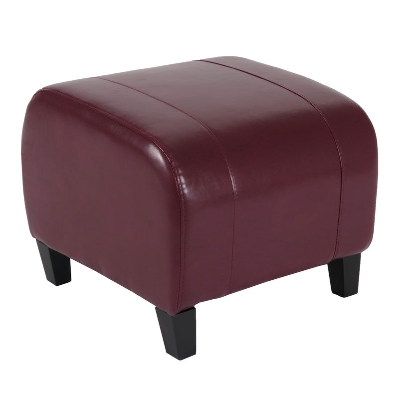 Stołek Cube siedzisko Stołek Emmen, skóra + imitacja skóry, 37x45x47 cm certyfikat MVG ~ czerwony