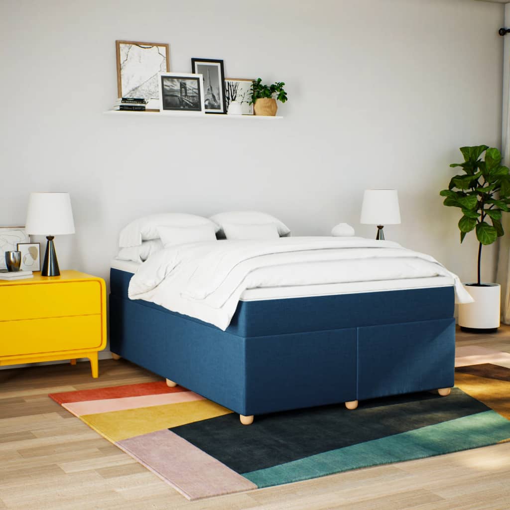 Maison Exclusive - Sommier à lattes de lit avec matelas Bleu 160x200 cm Tissu - 3