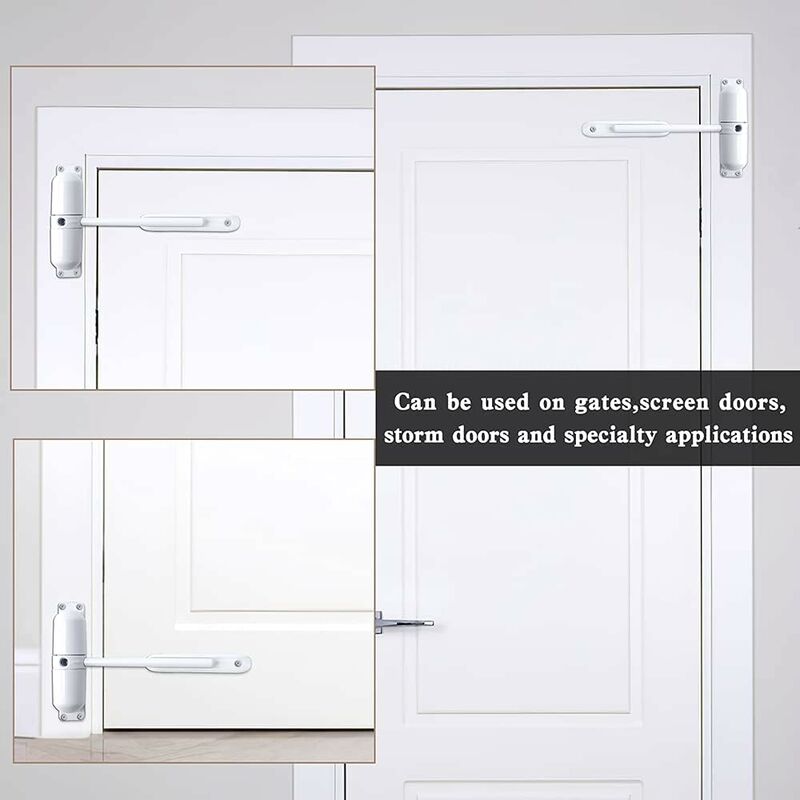 Ferme-porte automatique, ressort de sécurité - Facile à installer pour convertir les portes à charnières en portes à fermeture automatique - Blanc - 5