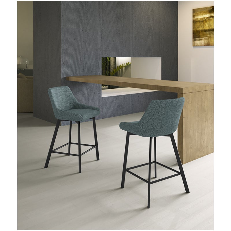 Fox - Czarny stołek materiałowy - zestaw 2 szt.